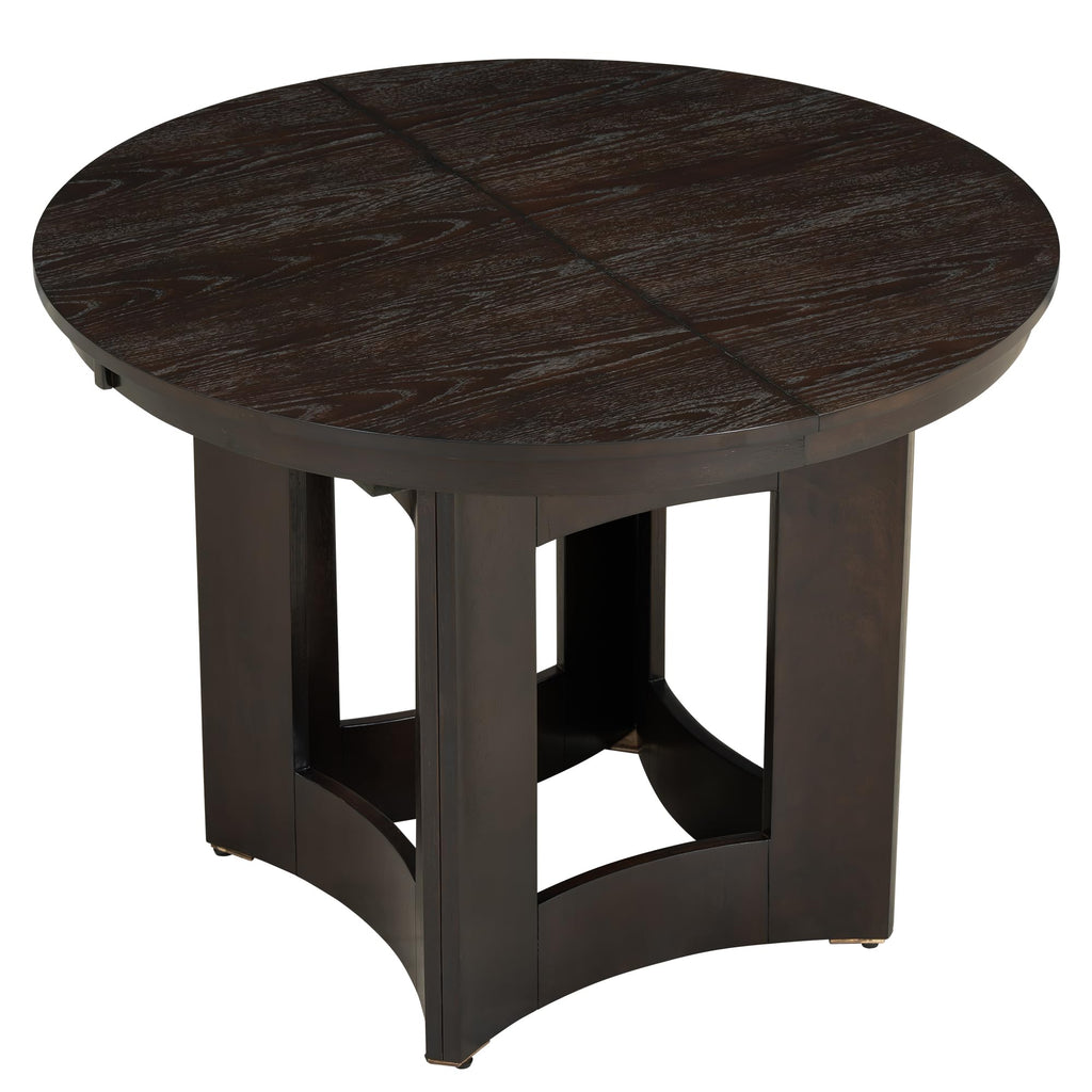 LUMISOL Round Dining Table for 4-6 People, 41"-57" Extendable Kitchen Table with 16" Removable Leaf for Small Places, Kitchen, Dining Room, Espresso