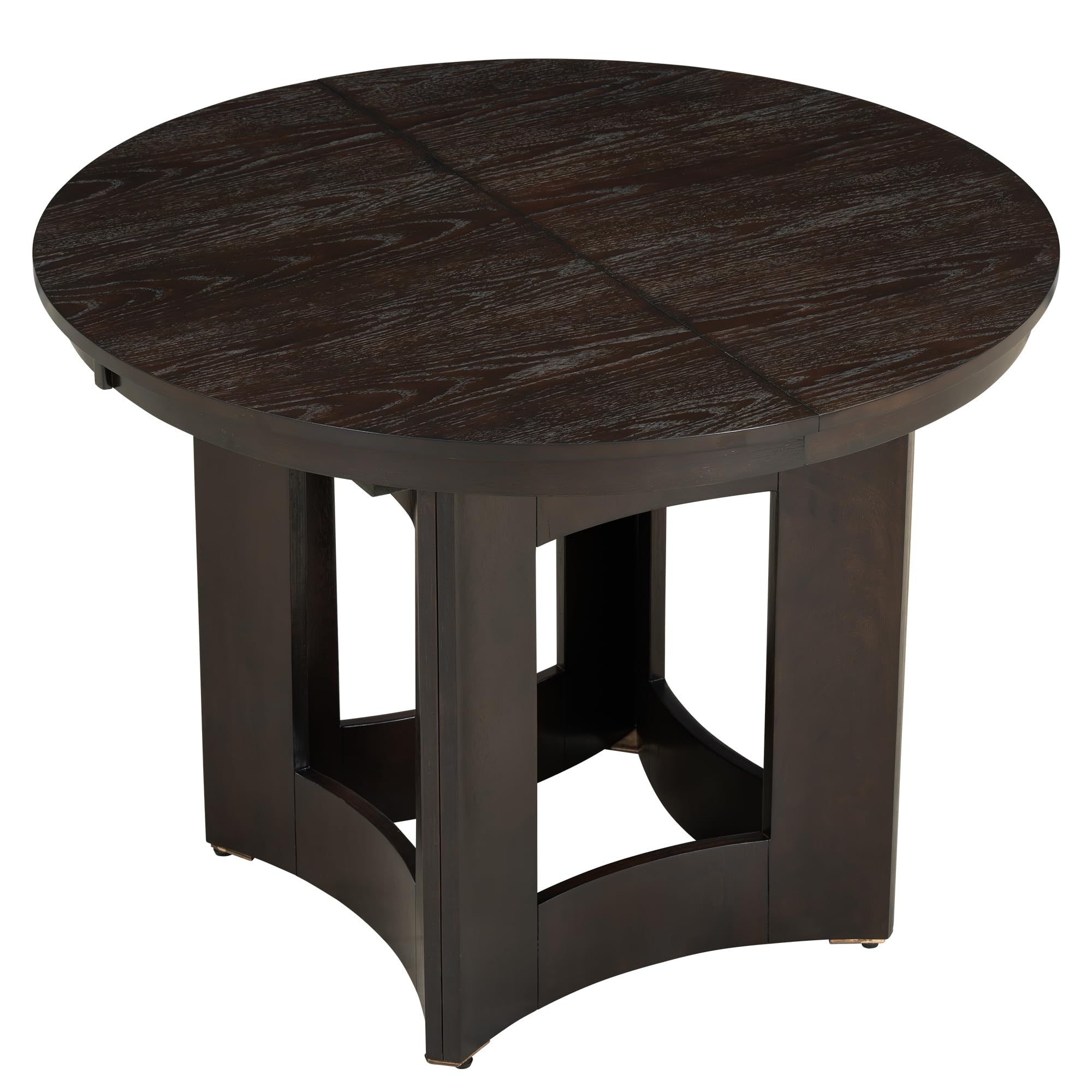 LUMISOL Round Dining Table for 4-6 People, 41"-57" Extendable Kitchen Table with 16" Removable Leaf for Small Places, Kitchen, Dining Room, Espresso