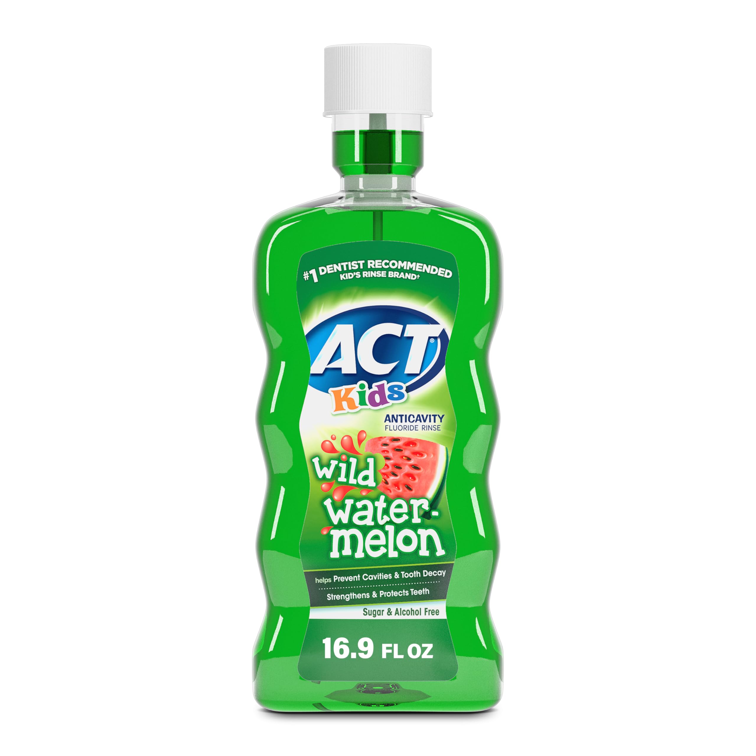 ACT Kids Anticavity Fluoride Mouthwash, Sugar & Alcohol Free Mouth Rinse Strengthens Teeth, Bubble Gum Blowout, 16.9 fl. oz.(Pack of 3)