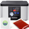 Gasbye 95kPa Precision Vacuum Sealer Machine, Double Heat Seal for Dry/Moist Food, Easy-Lock Handle, Built-in Bag Storage & Cutter, Progress Display, Pulse Mode, Removable Drip Tray, Silver
