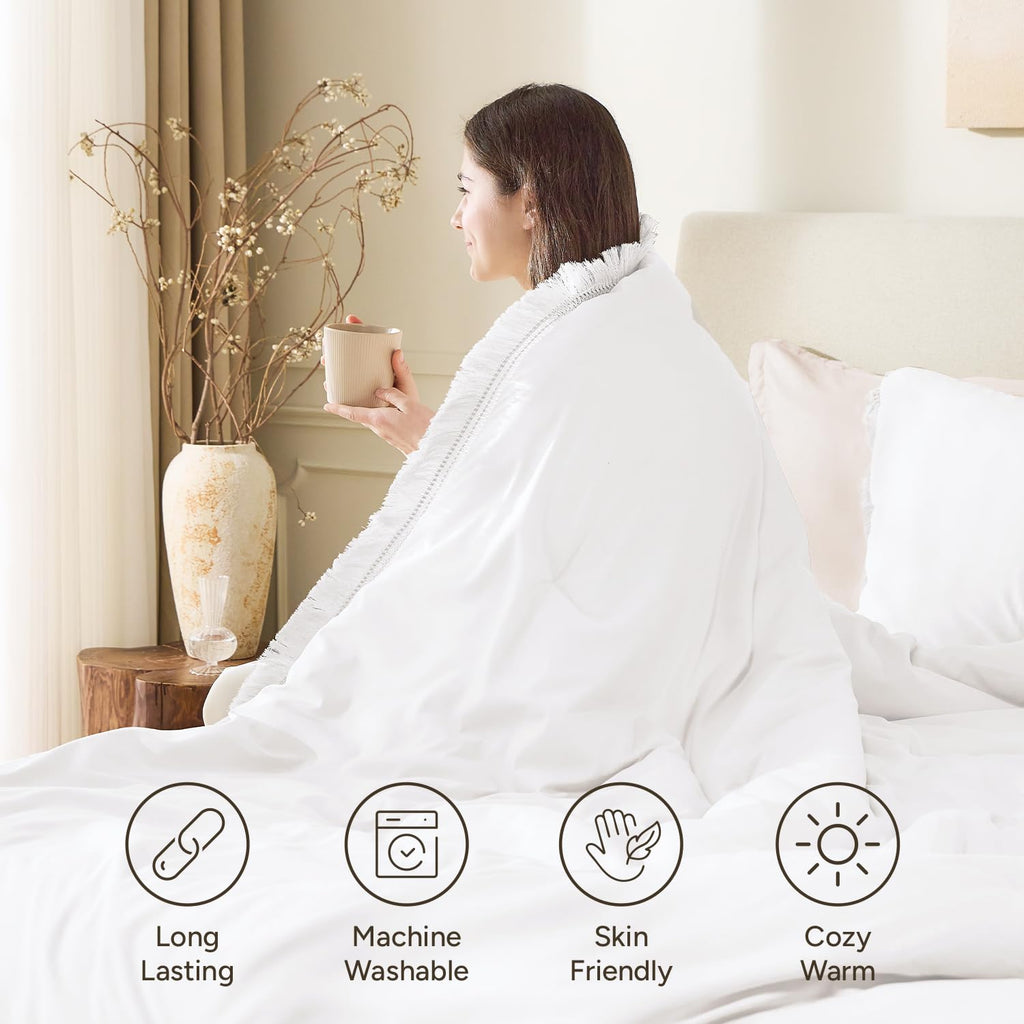 Andency Comforter Full Size Set Burnt Orange, 3 Pieces Boho Terracotta Winter Lightweight Bedding Comforter Sets, All Season Rust Tassel Bed Set (79x90In Comforter & 2 Pillowcases)