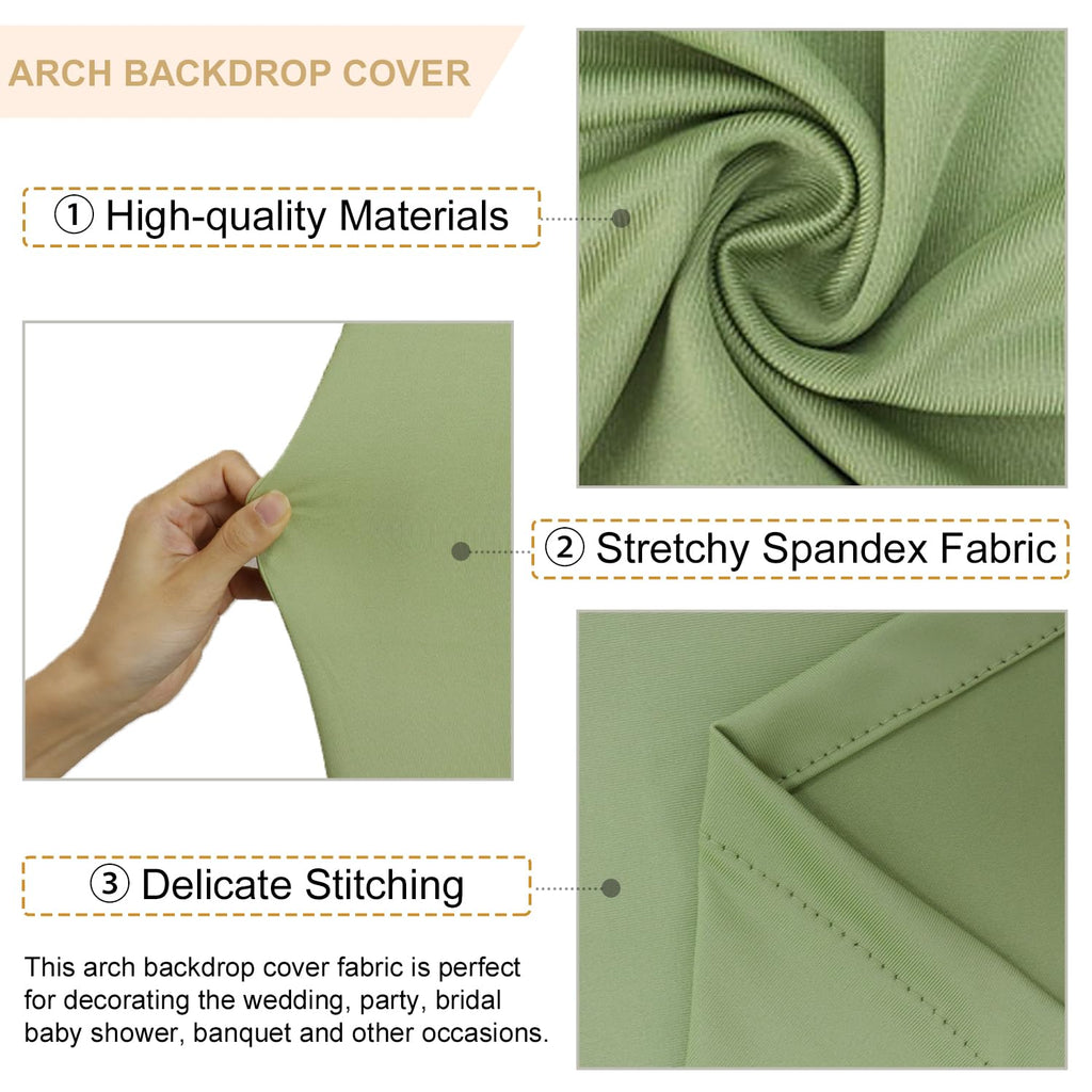 FANPROMS Beige Arch Backdrop Cover Set of 3 Wedding Arch Cover 4x5x6FT Round Top Arch Stand Cover for Fitted Arch Covers Spandex Backdrop Covers Set for Wedding Party Ceremony Decorations