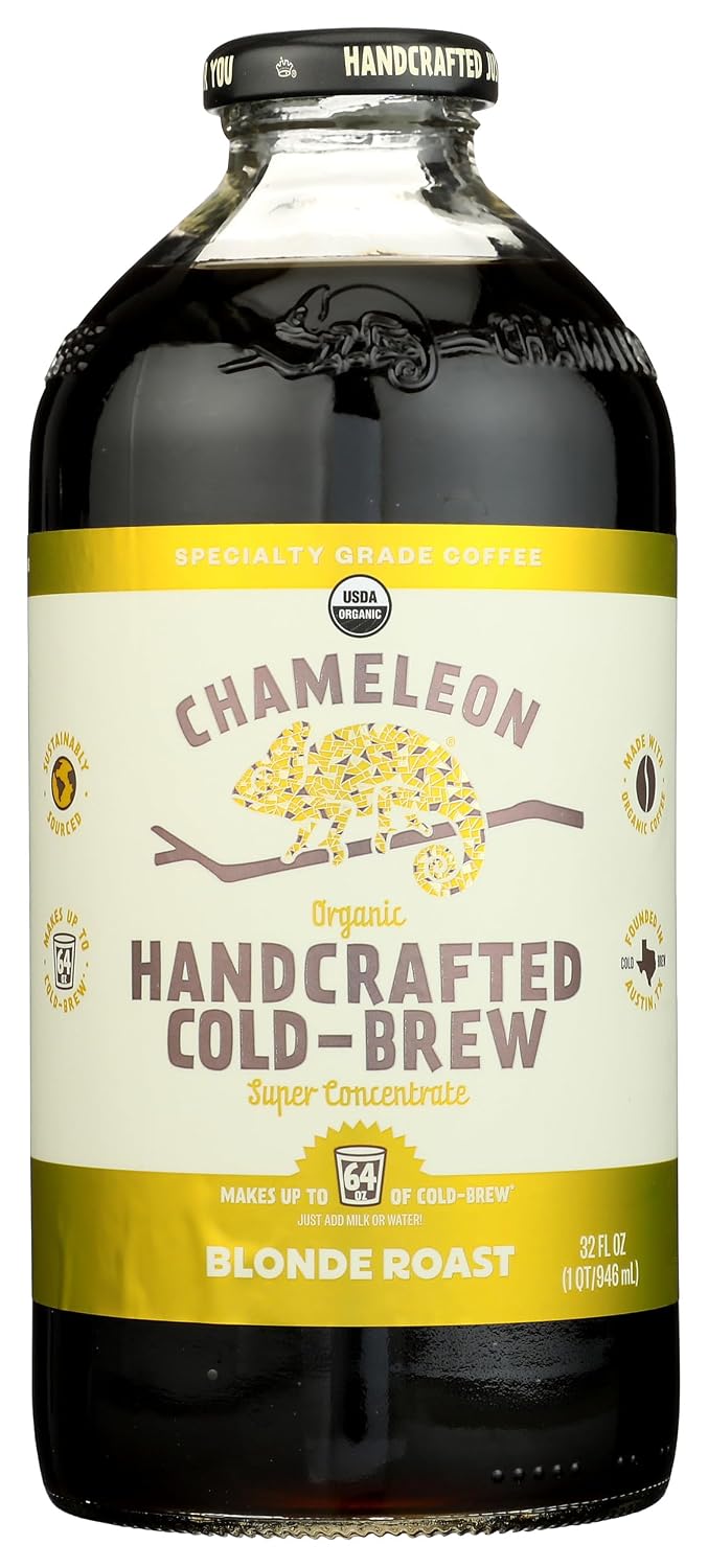 Chameleon Cold Brew, Coffee Cold Brew Concentrate Blonde Roast Organic, 32 Fl Oz