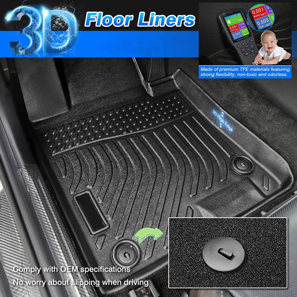 Cartist Floor Mats Compatible with Kia EV6 2022 2023 2024 2025 2026 Accessories All Weather Floor Liner Front & Rear 2 Rows Car Carpet Protection TPE Odorless