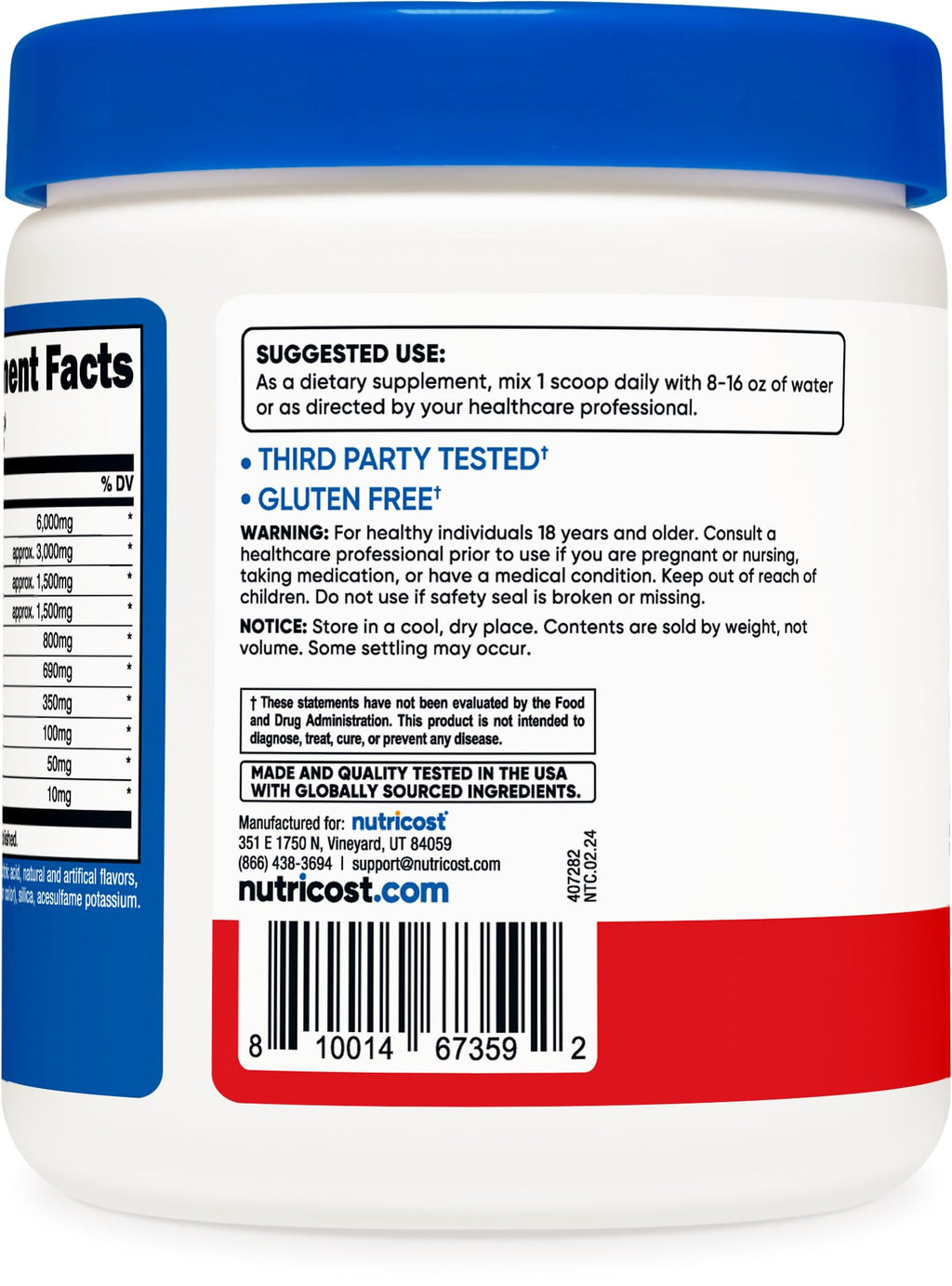 Nutricost EAA Powder 30 Servings (Blue Raspberry) - Essential Amino Acids - Non-GMO, Gluten Free, Vegetarian Friendly