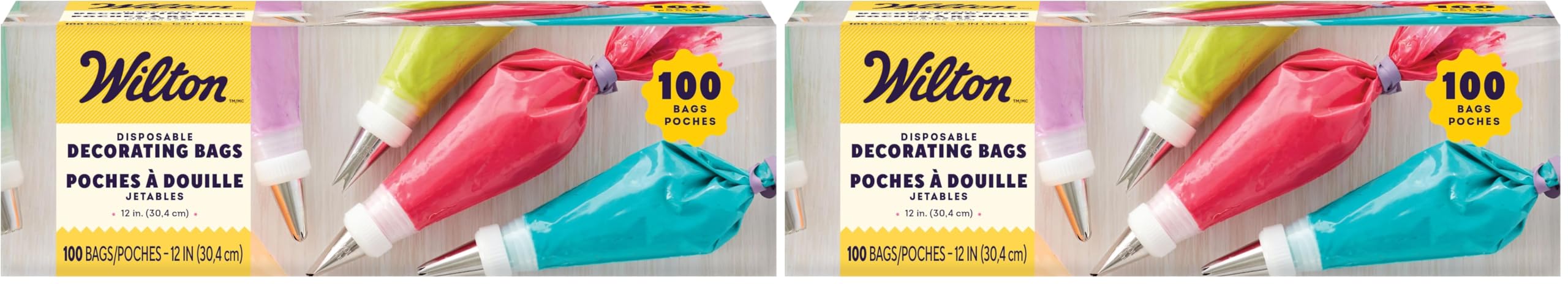 Wilton Disposable Decorating Bags - Piping, Icing & Cake Decorating - Perfect for Baking Creations - Baking Accessories - Packaging May Vary - 12-Inch, 100 Count