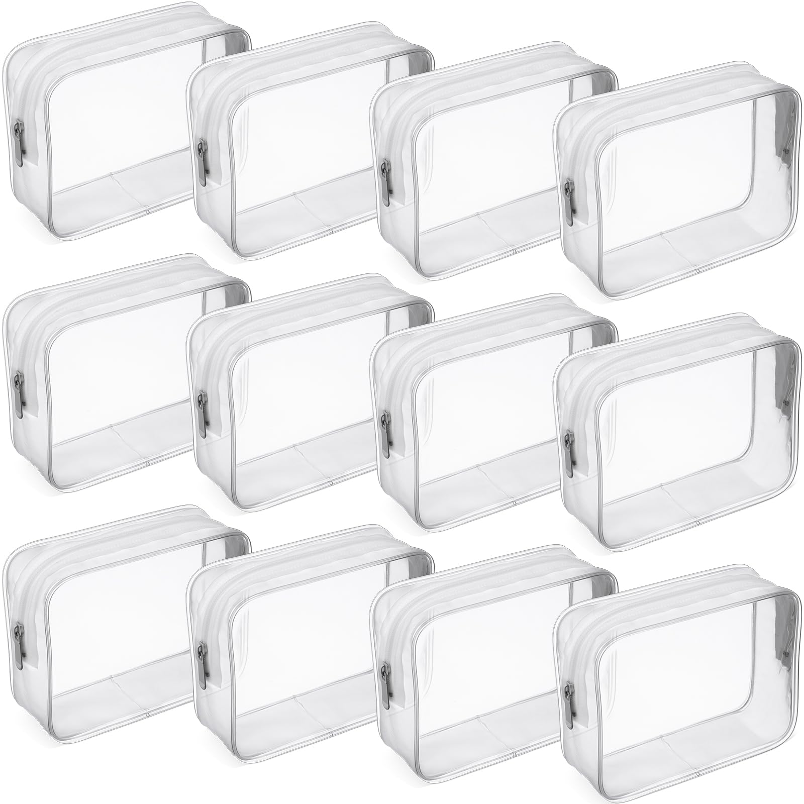 Weewooday 12 Pieces Clear Makeup Bags Cosmetic Storage Bags PVC Zipper Pouches Travel Waterproof Makeup Plastic Case for Women Organizing Toiletries Traveling Bathroom(Medium,Black)