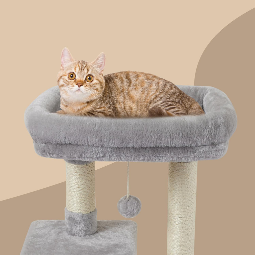 FISH&NAP Cute Cat Tree Kitten Cat Tower for Indoor Cat Condo Sisal Scratching Posts with Jump Platform Cat Furniture Activity Center Play House Beige