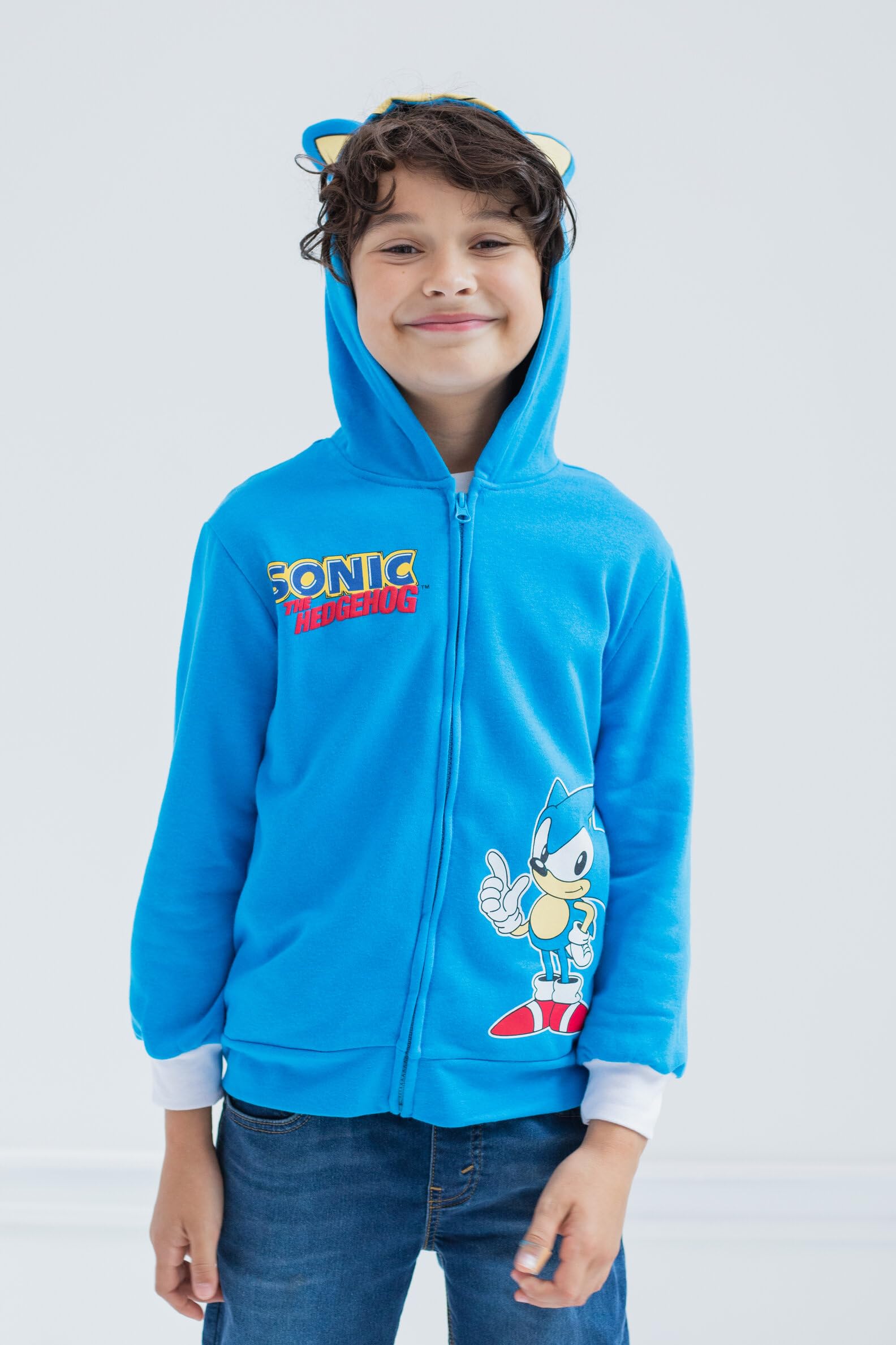 SEGA Sonic the Hedgehog Cosplay Fleece Zip-Up Hoodie Toddler to Big Kid