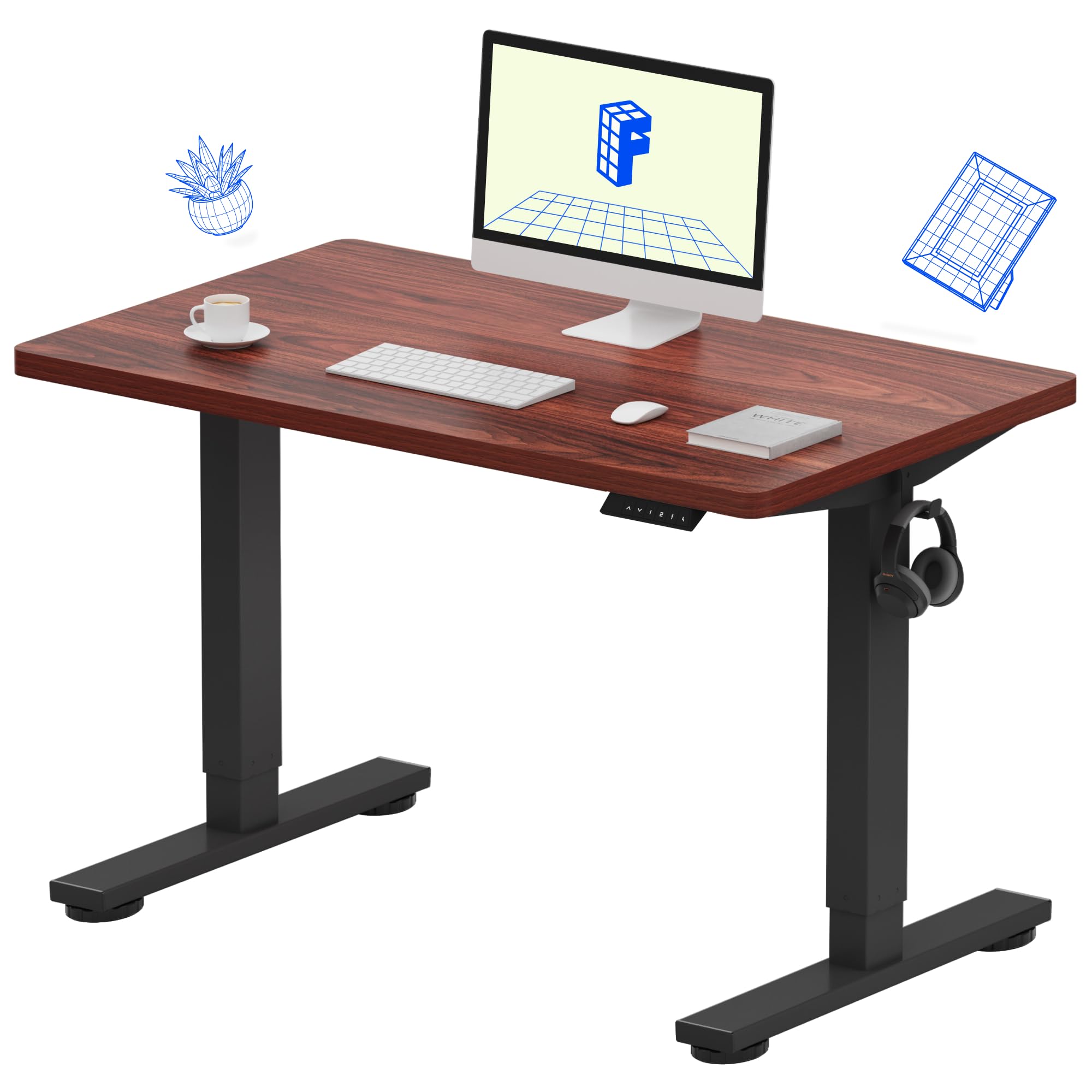 FLEXISPOT EN1 One-Piece Standing Desk, Electric Adjustable with 4 Memory Presets, 176 LBS Capacity, Stable & Quiet, Seamless Desktop for Home Office & Dual Monitors, 40"x24" Black