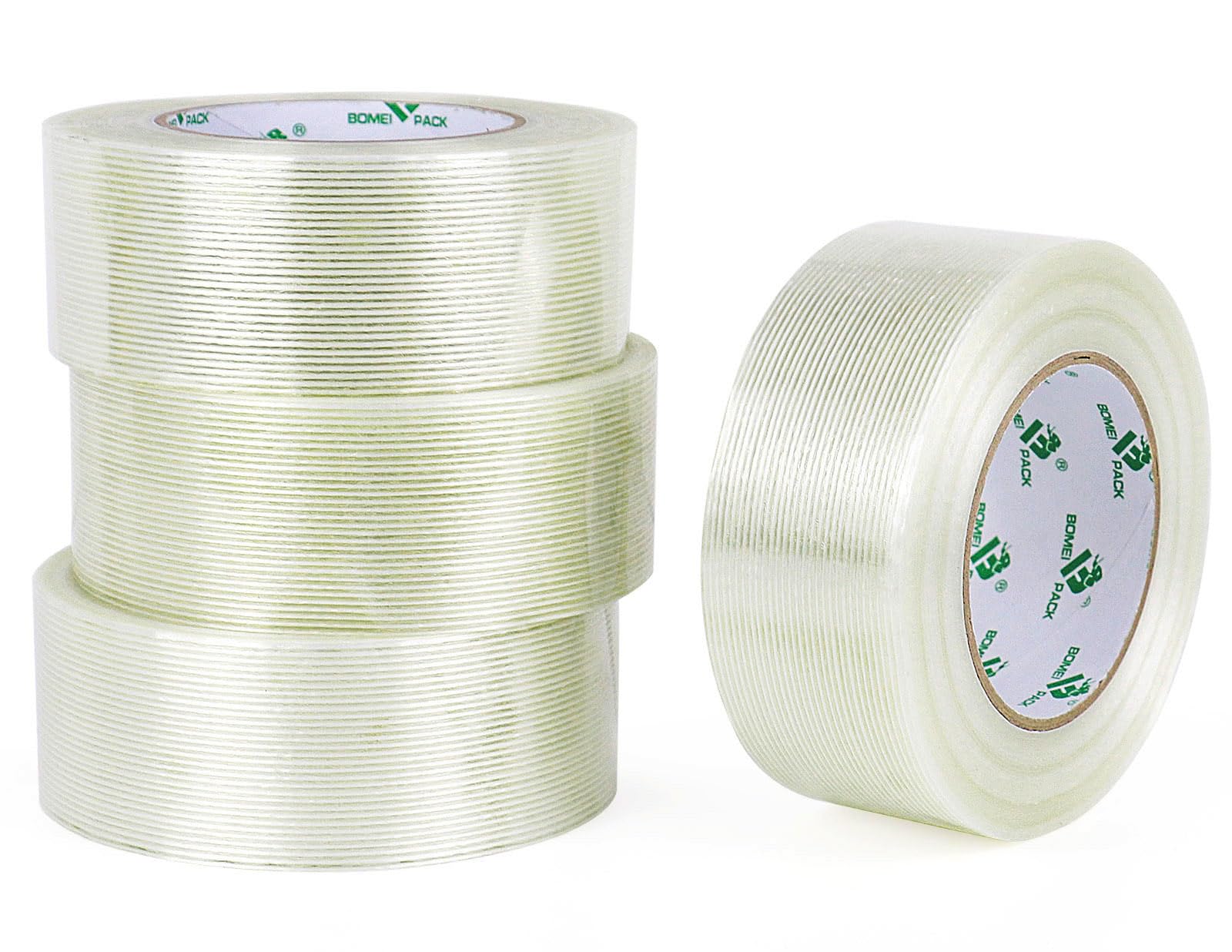 BOMEI PACK Wide Strapping Tape, 4Inch Heavy Duty Reinforced Packing Tape, Fiberglass Filament 60yds 5.5Mil