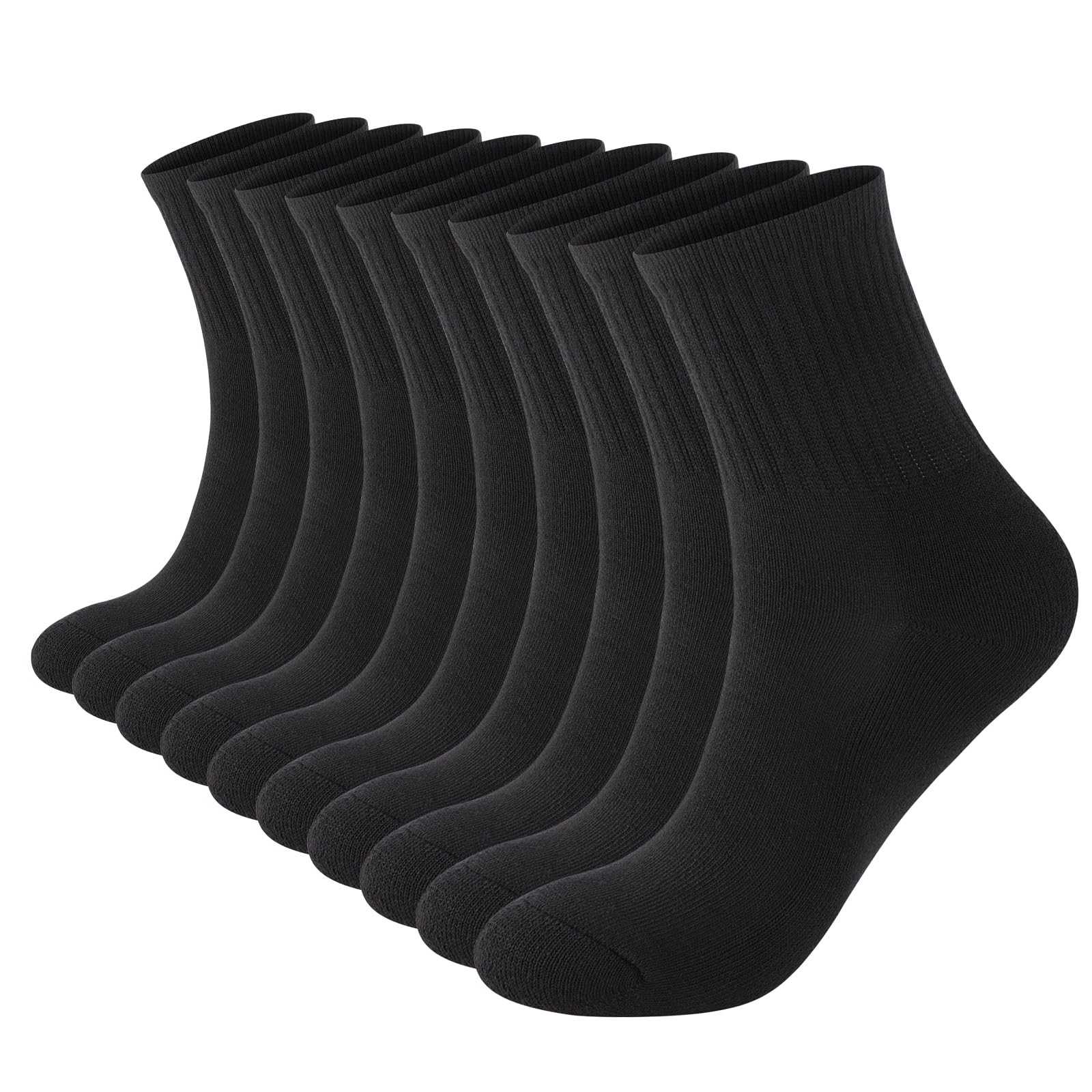 Monxiery Womens Cotton Cushioned Ankle Socks, Athletic Quarter Mini Crew Socks.