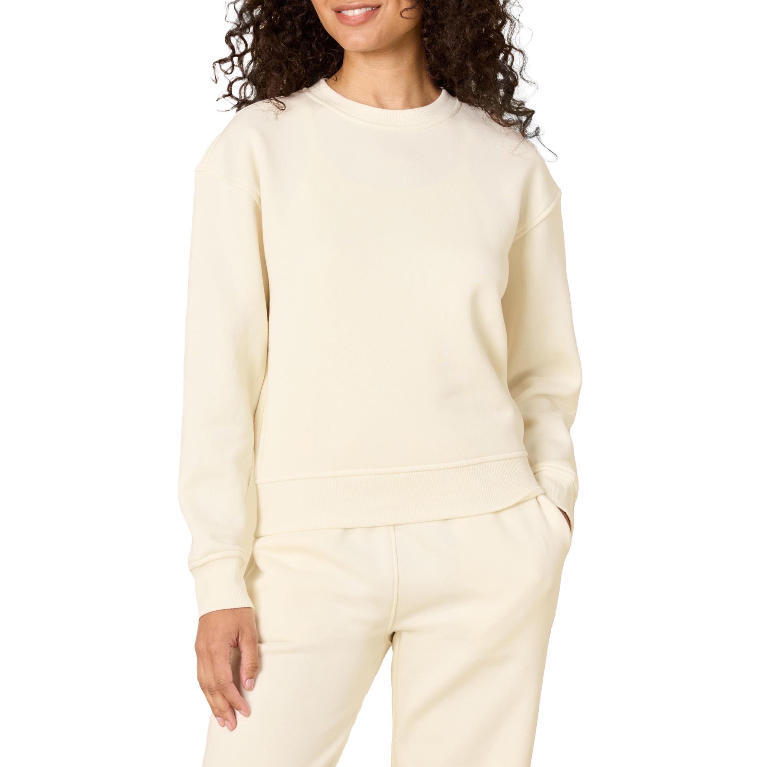 Amazon Essentials x Sofia Grainge Women's Relaxed Fit Boxy Drop Shoulder Crewneck Sweatshirt