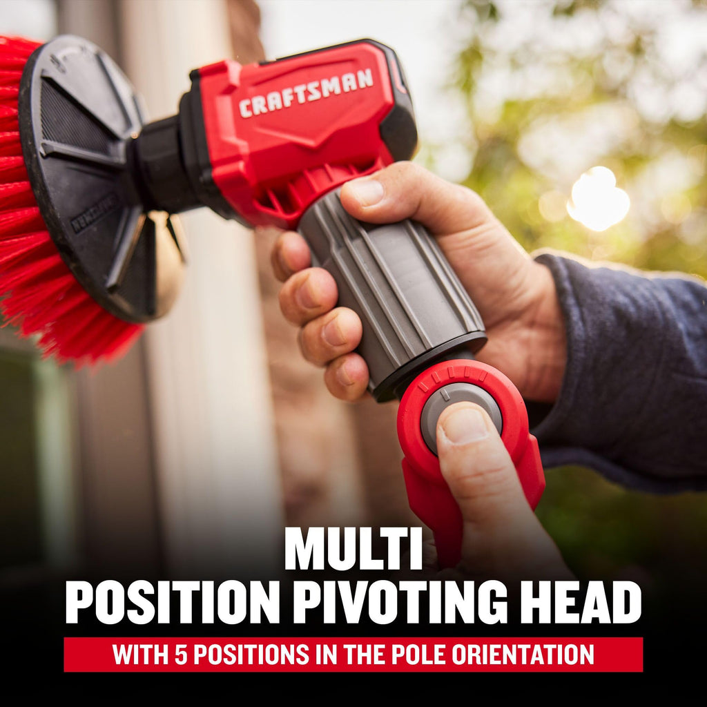 CRAFTSMAN V20 Cordless 2-in-1 Power Scrubber Kit, Multi-Purpose, Includes Bristle Brush, 2Ah Battery, V20 Battery Charger, and 60.5 in. Telescoping Pole (CMCPS520D1)