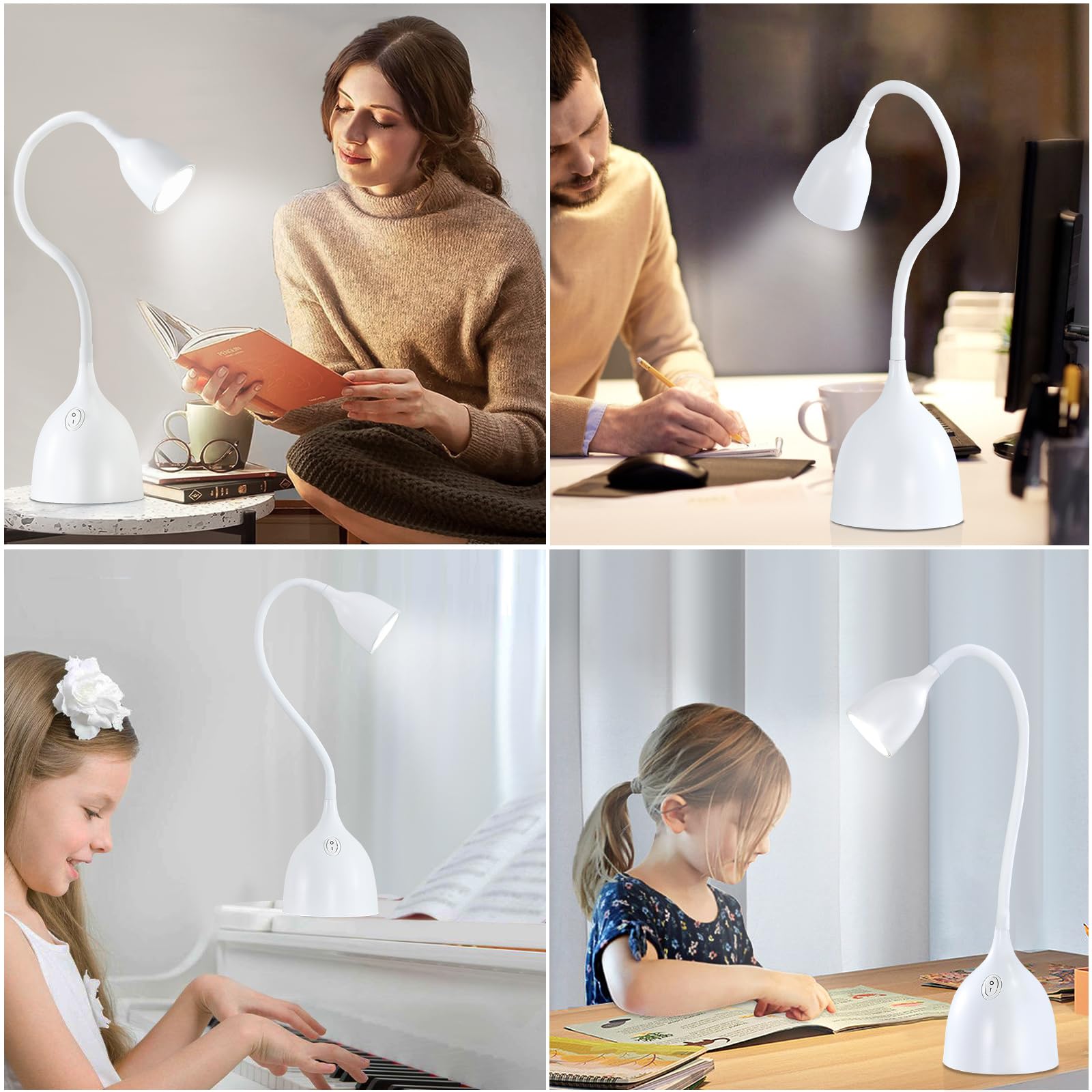 EJIAXIN Gooseneck Desk Lamp 360° LED Flexible Reading Light Small Desk Lamps for Small Spaces Home Office Bedroom College Dorm Desk Bookshelf Nightstand Table Lamp (Purple)