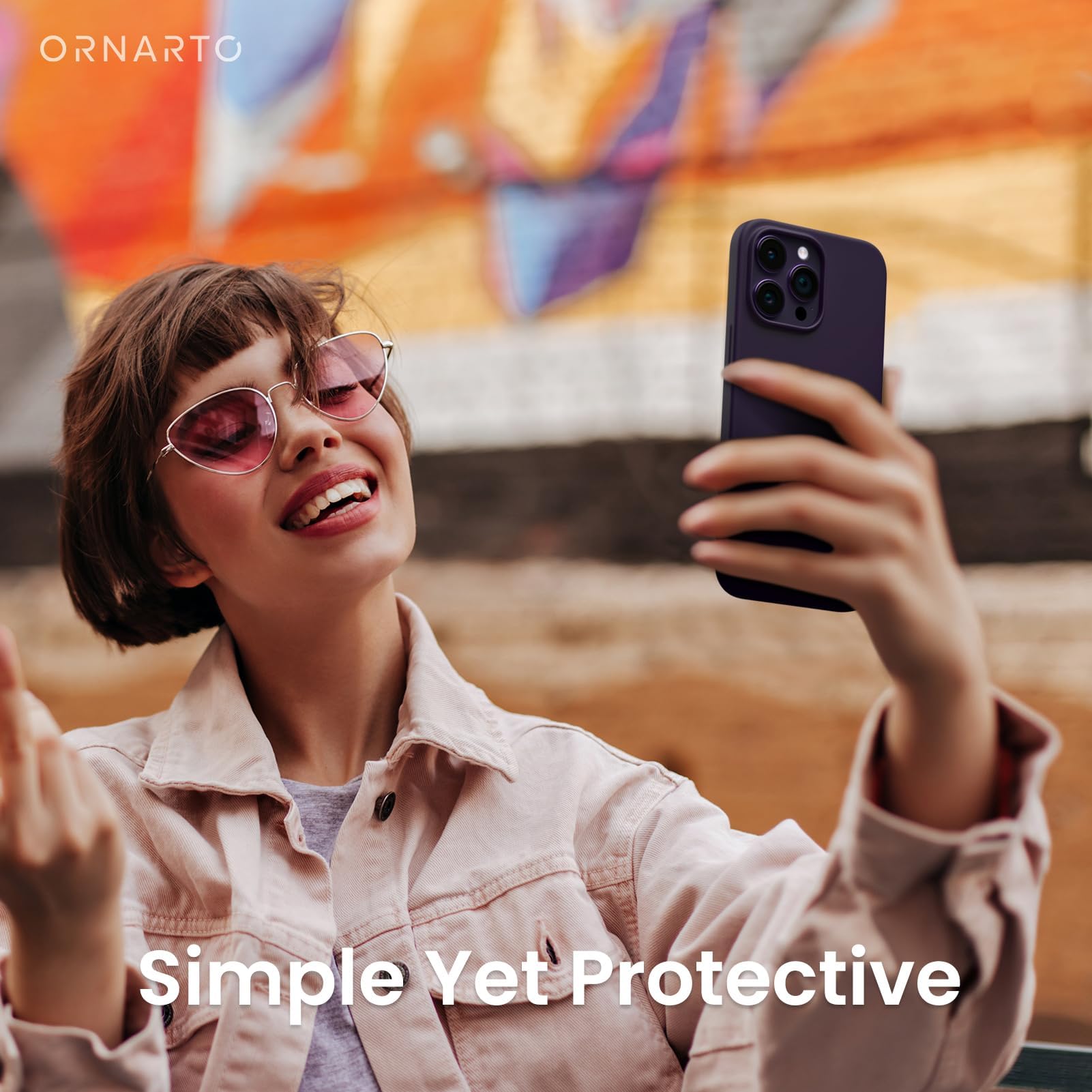 ORNARTO Compatible with iPhone 14 Pro Case 6.1, Slim Liquid Silicone 3 Layers Full Covered Soft Gel Rubber Phone Case Protective Cover with Microfiber Lining 6.1 inch-Baby Blue