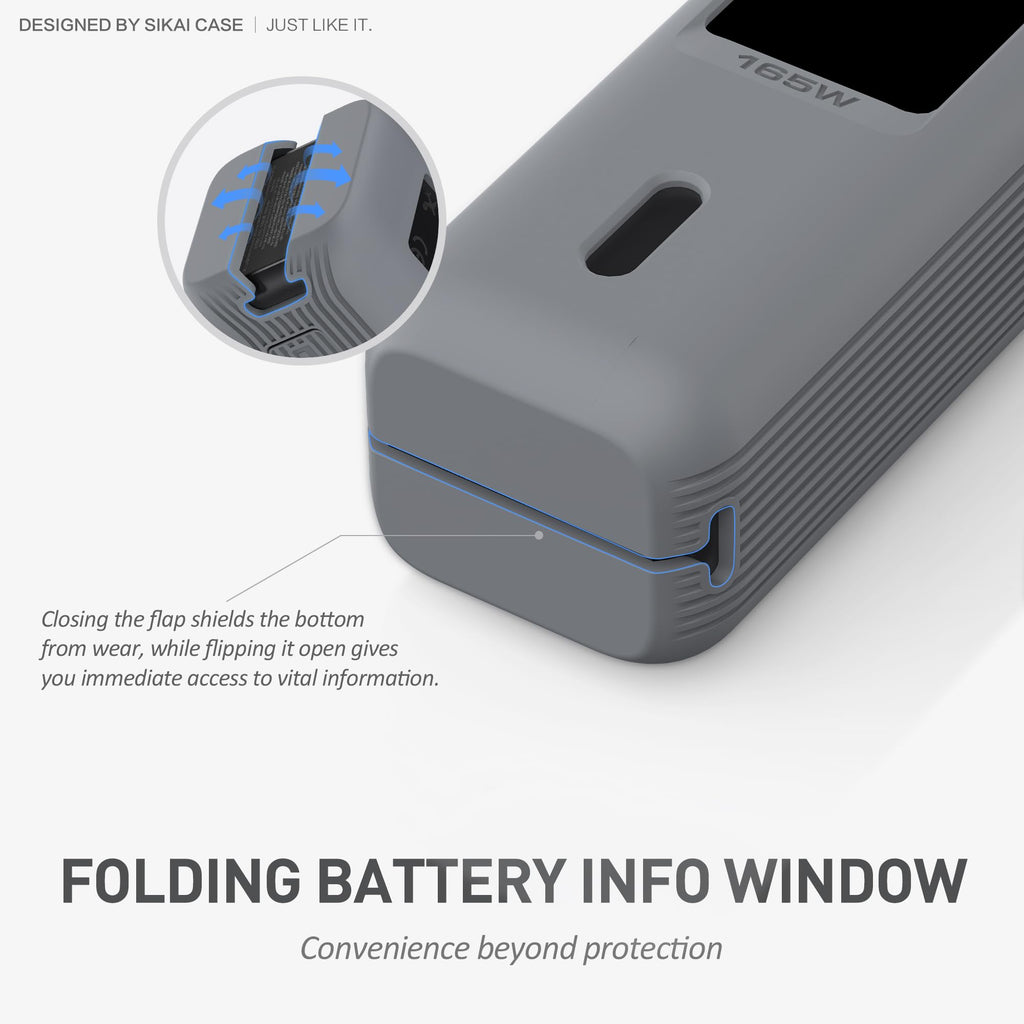 Silicone Case for Anker Laptop Power Bank (25,000mAh 165W) 1/4" Nut Hole,SD/SIM Card Storage, Display Protection&Dustproof, Travel Protective Cover Compatible with Anker Power Bank 165W/ A1695 (Black)