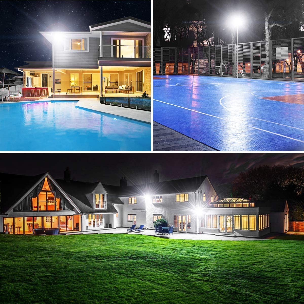 XYCN 4 Pack 100W LED Flood Light, IP66 Waterproof Outside Flood Light, 12500LM Super Bright Outdoor Security Lights, 5000K Daylight White Floodlight for Yard Garden Playground Basketball Court Patio