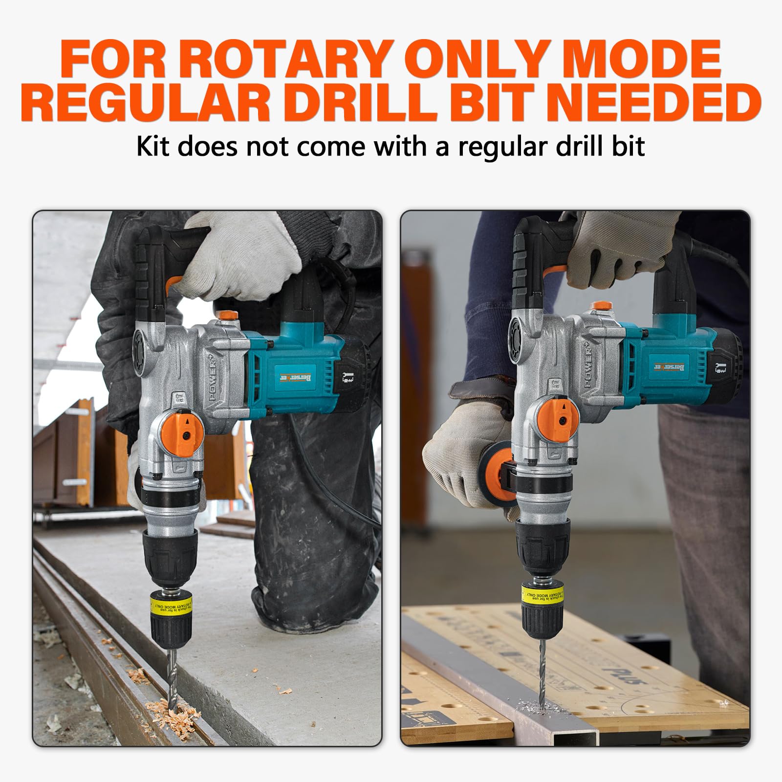 Berserker 1-1/8" SDS-Plus Rotary Hammer Drill with 1/2" Keyless Adapter | 1050W 9 Amp 3 Functions 9.5 lb. Corded Electric Safety Clutch Rotomartillo for Concrete Cement Masonry Drilling,Tile Removal
