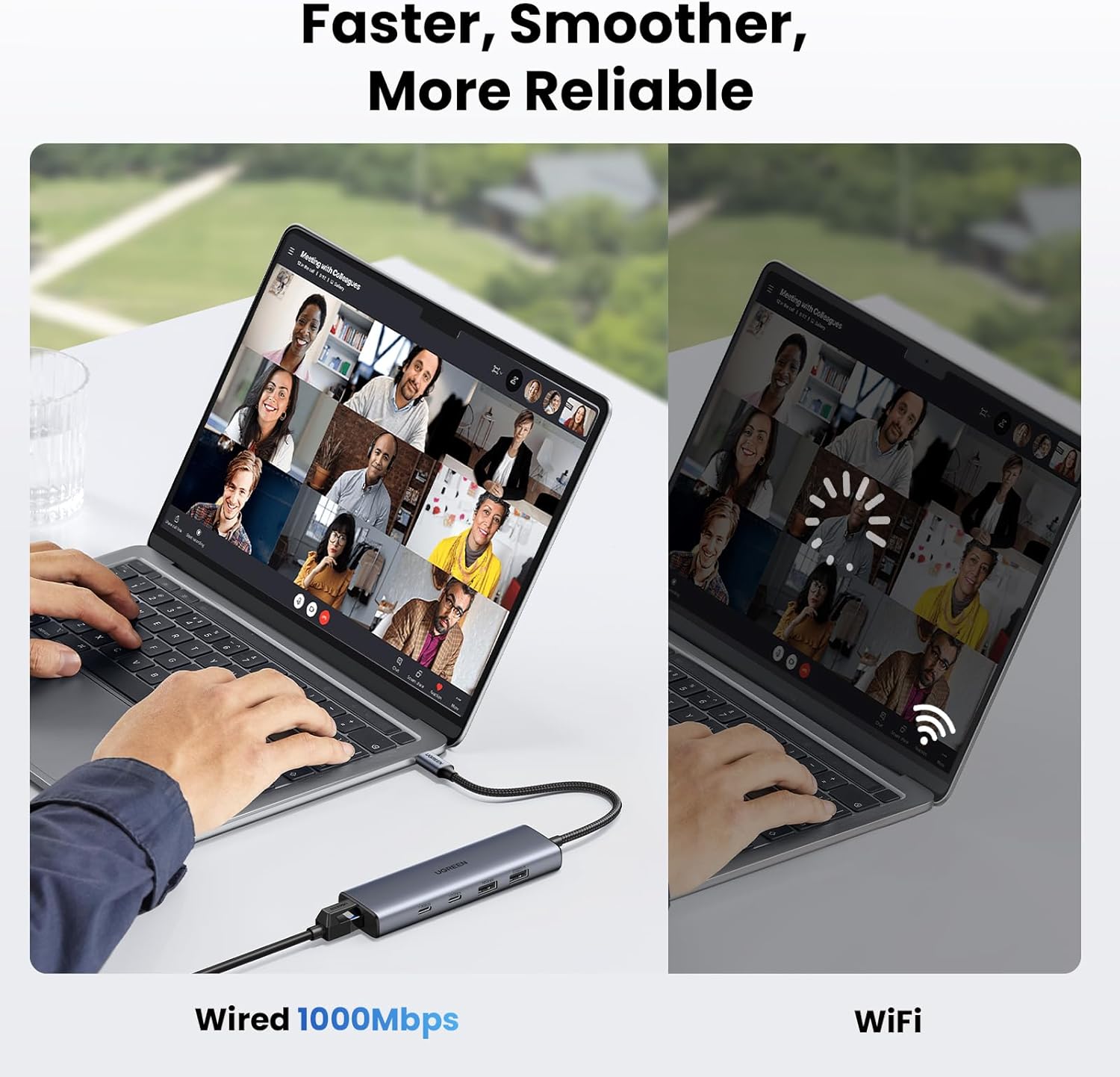 UGREEN USB C to Ethernet Adapter, 10Gbps Data Port 6-in-1 Hub Ethernet with 2*USB-C 3.2, USB-A 3.2/2.0, Gigabit RJ45, Power Port (Only for Adapter), Type C to Network Dongle for Laptop, MacBook, XPS