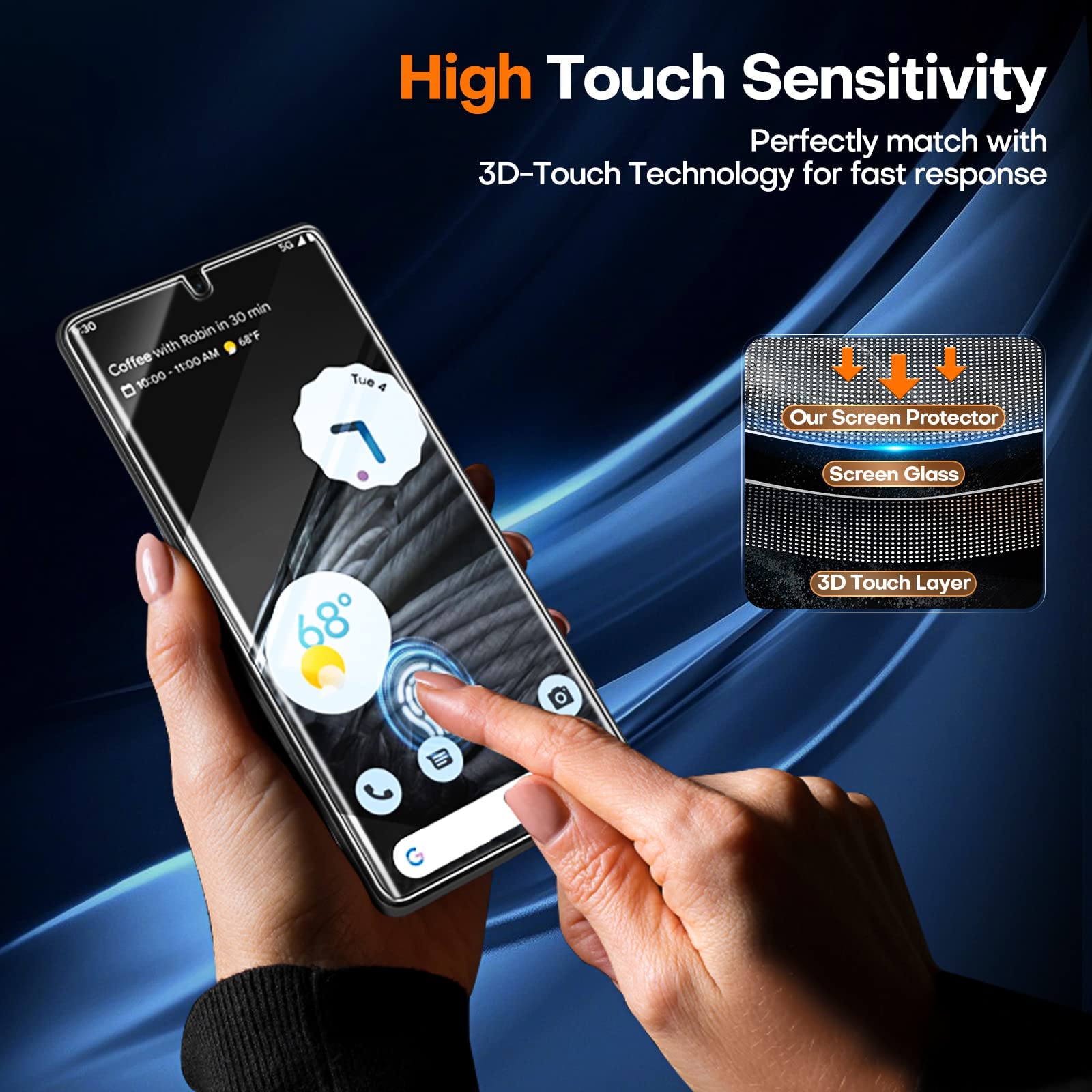 TOCOL [3 Pack] Compatible for Google Pixel 6 5G 6.4'' Tempered Glass Screen Protector & Glass Camera Lens Protector, Case Friendly, Anti-Scratch [Alignment Tool] [Fingerprint Unlock]
