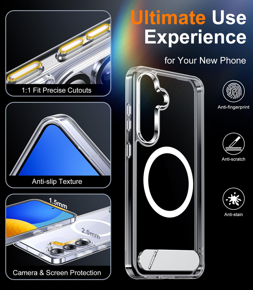 for Samsung Galaxy Z Fold 8 Case,[Compatible with MagSafe][Built-in HD Screen Protector & Kickstand][Hinge Protection]Translucent Matte Full-Body Shockproof Phone Case for Galaxy Z Fold 8,Black