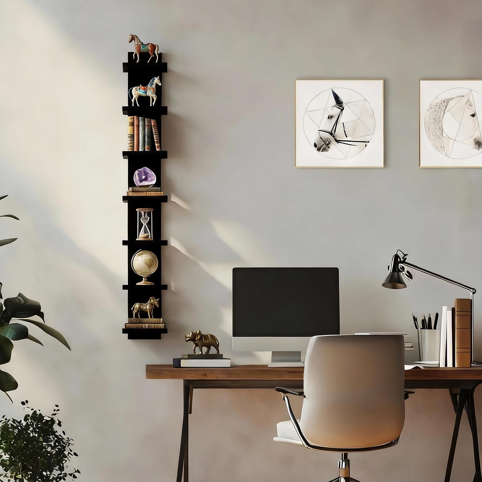 Homaterial Wall Shelves 4 Tier, Simple Vertical Corner Shelf for Room, Kitchen Wall Decor, Makeup Perfume Organizer,Decorative Shelving Unit, Black