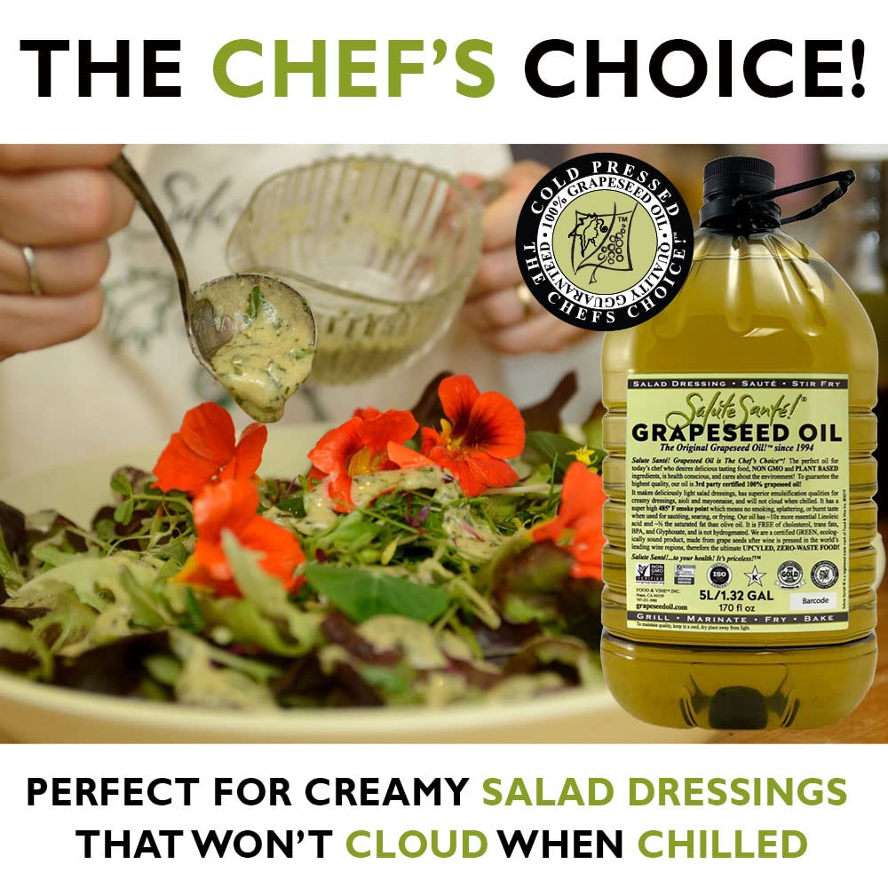 Salute Santé! Cold Pressed Grapeseed Oil – 500 ml 1-Pack — cooking oil, grapeseed oil — High Smoke Point, Neutral Flavor, Ideal for Frying, Baking & Salad Dressings Gourmet kitchen essential