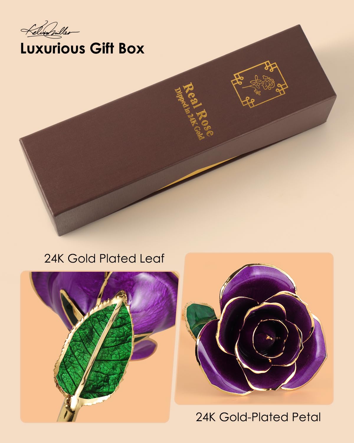 24K Gold Dipped Real Rose – Handcrafted, Bold, One of a Kind – Romantic Gift for Her – Ideal for Birthday, Anniversary, Mother’s Day, Valentine’s (Black)