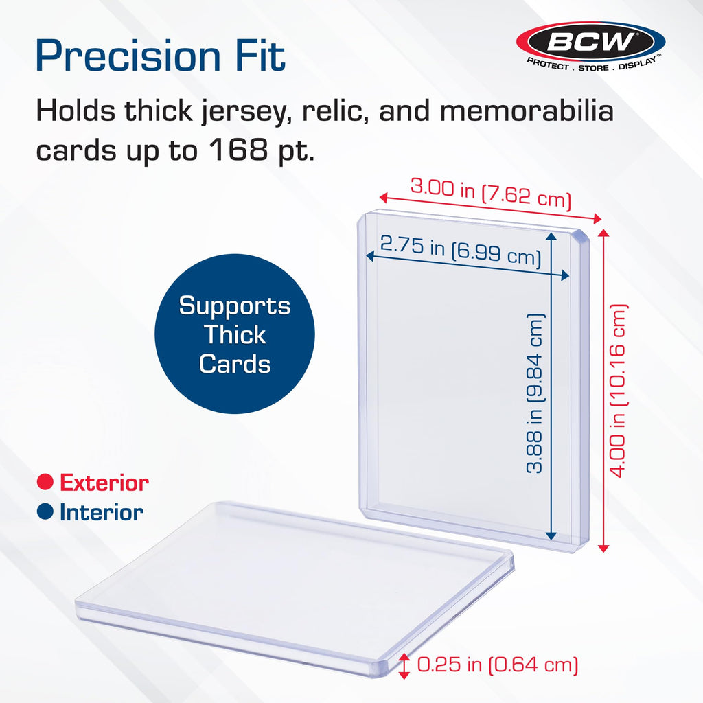 BCW 108 PT. Thick Card Topload Holder - Pack of 1 | Durable Rigid PVC Toploader | Toploaders for Memorabilia, Jersey, Patch, and Relic Cards