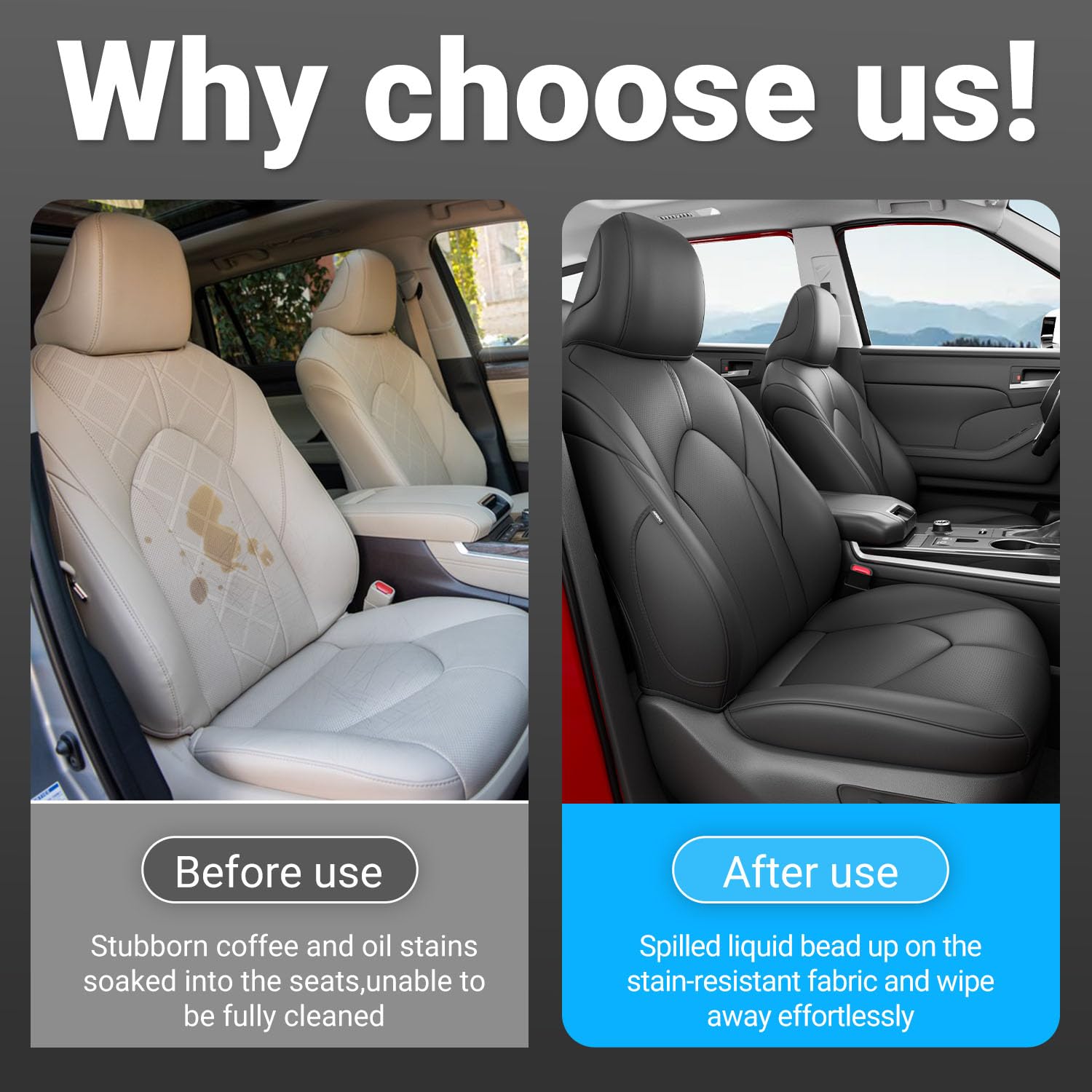 Xipoo 8 Seats Seat Cover Compatible with 2014-2019 Toyota Highlander Car Seat Protector Replacement for 2014-2019 Toyota Highlander Accessories(Fit 2014-2019 W/Second Row 40/60 Split,Black)