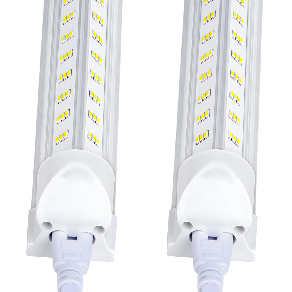 Singteam 10Pack 8Ft LED Shop Light Fixture, 100W Integrated LED Tube Light,15500LM, 6500K, Clear Cover,6 Rows V Shape 270 Degree T8 LED Lighting for Garage Warehouse Workshop Basement