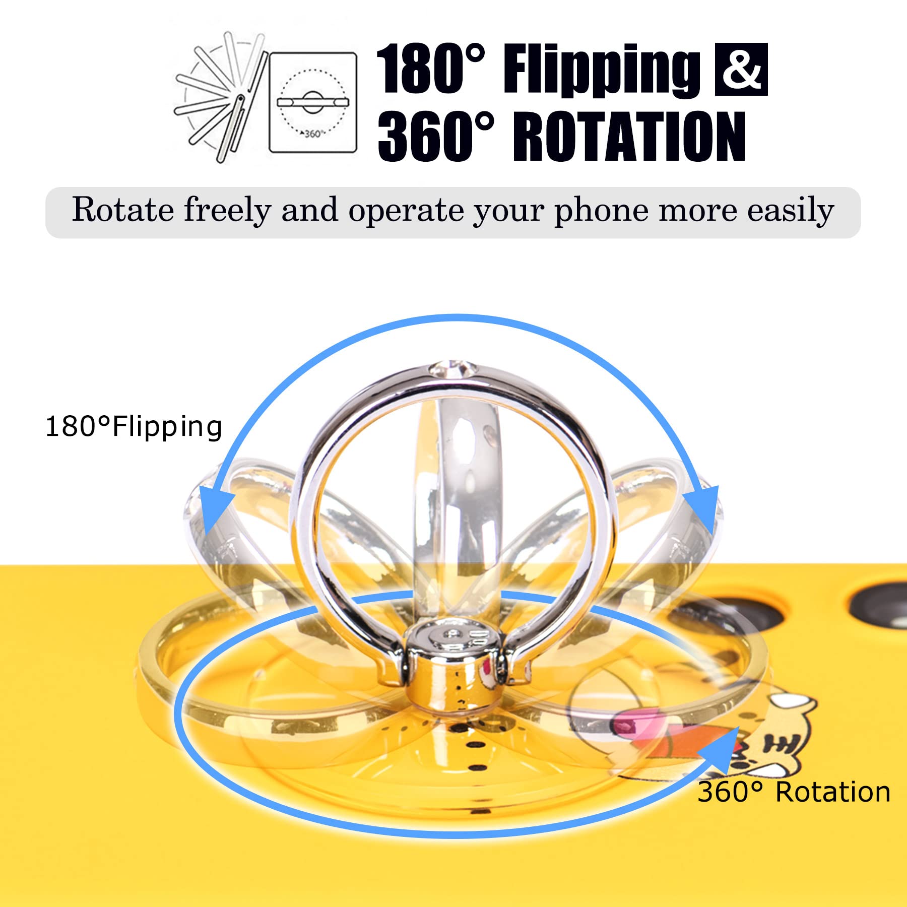 Transparent Phone Ring Holder Grip - EI Sonador Clear Cell Phone Ring Stand Holder Finger Grip Kickstand 360° Rotation, Compatible with Most of Phones, Tablets and Case (2 Aquamarine Diamond)