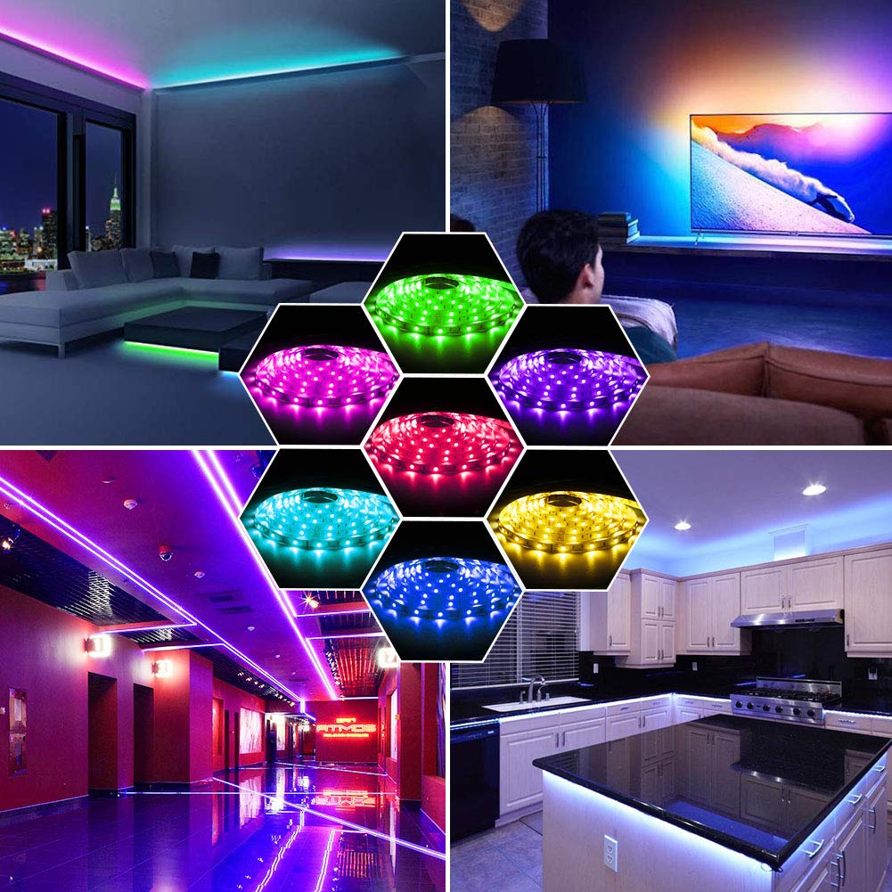 Battery Operated LED Strip Lights RGB Battery Powered Led Strip Lights 3 Keys Controller 13.2FT/4M Color Changing Flexible Light for PC TV Mirror Kitchen Cabinet Shelves, Room Decor 2Pcs