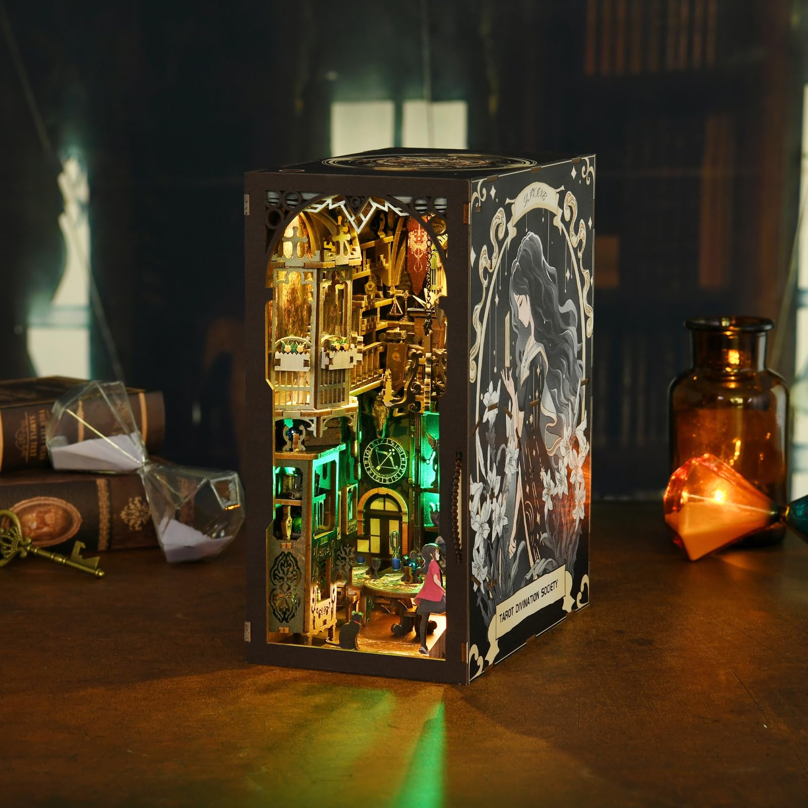 TOYQI DIY Book Nook Kit, Miniature House Dollhouse Kit for Adult and Teens, Book Nook Kits for Adults, Booknook Bookend Alley Model Build, Gifts for Family Friends - Spooky Horror Creepy Haunted House
