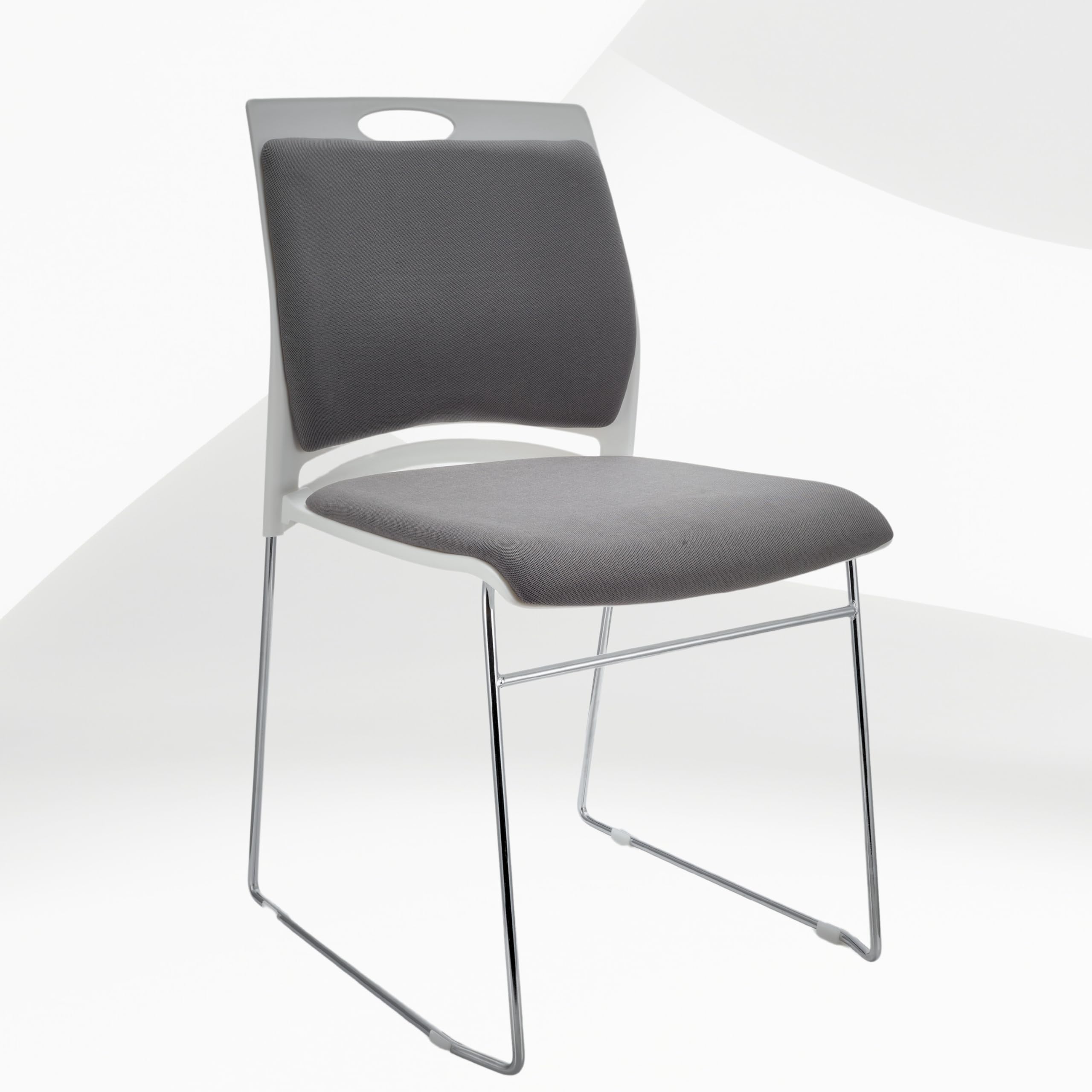 4 Pack Stacking Chairs 1102LB Capacity Home Office Guest Chair Set With Sled Base, Modern Reception Chair for Kitchen, Waiting Room, Multi-Purpose, Break Room, Training, Cafeteria, Gray Color