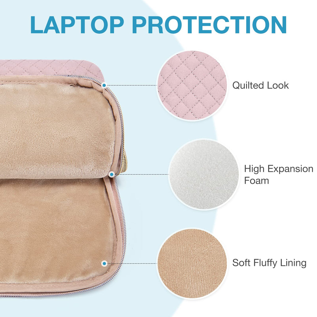 BAGSMART Laptop Case Compatible with 13-13.3 inch Notebook,Compatible with MacBook Pro 14 Inch,MacBook Air,Protective Carrying Bag with Pocket,Handles, Beige