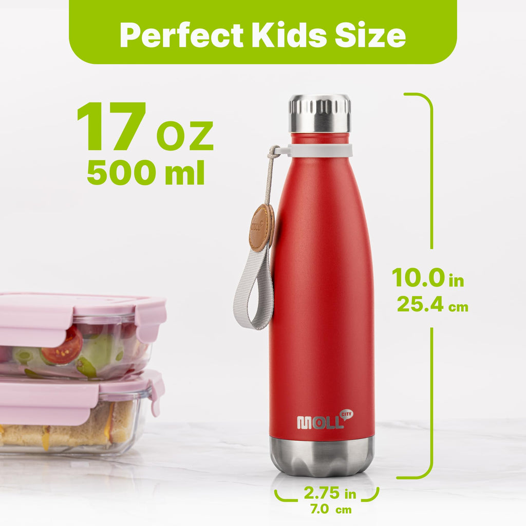 9 oz Water Bottle for Kids-Small Stainless Steel Water Bottle for School Vacuum Insulated Metal Leak Proof Cola Shape Water Flask for Boys Girls(Baby Blue)