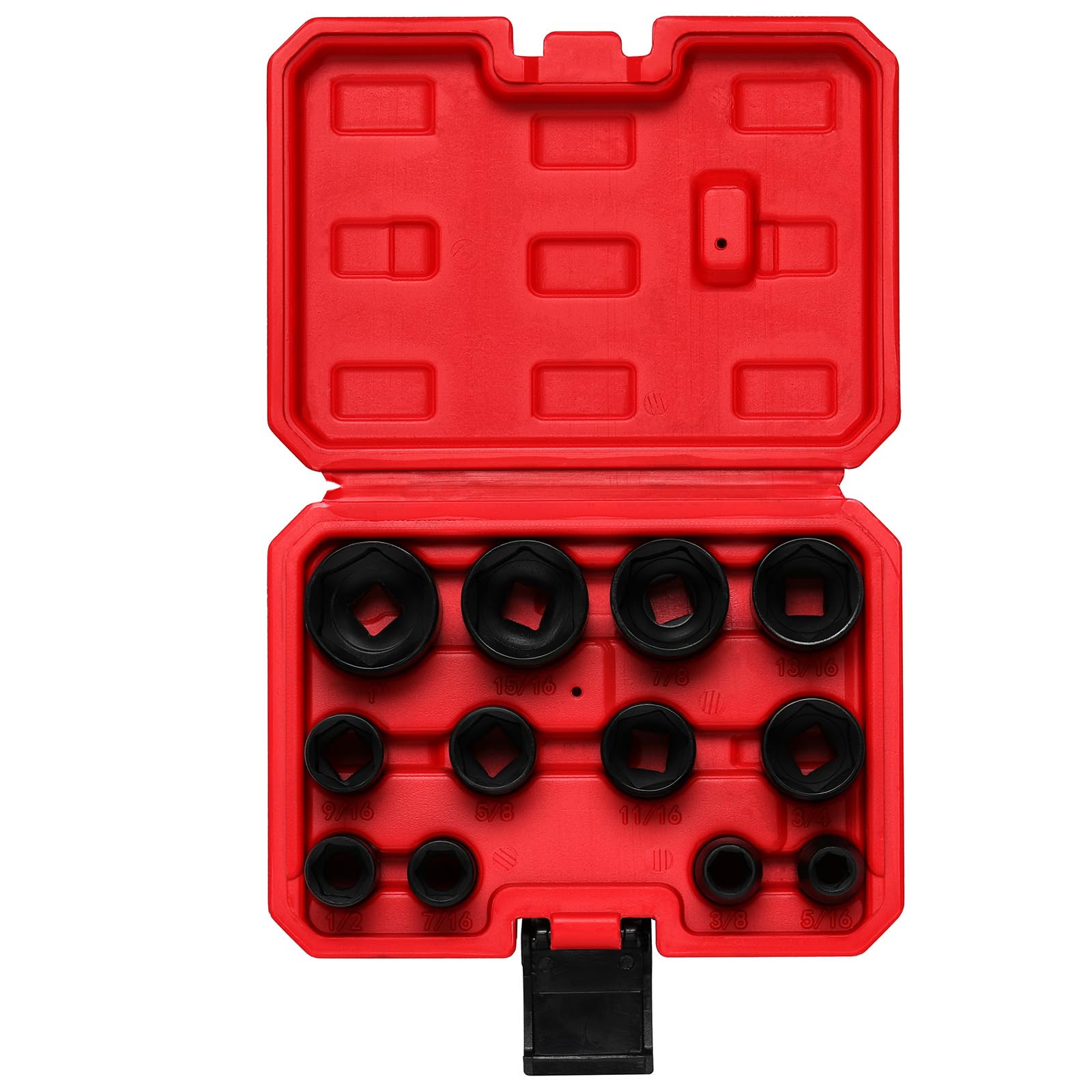 MIXPOWER 12 Pieces 3/8-Inch Drive Shallow Impact Socket Set, 5/16 to 1 inch, CR-V, SAE, 6 Point, Shallow, 12 Pieces 3/8" Dr. Socket