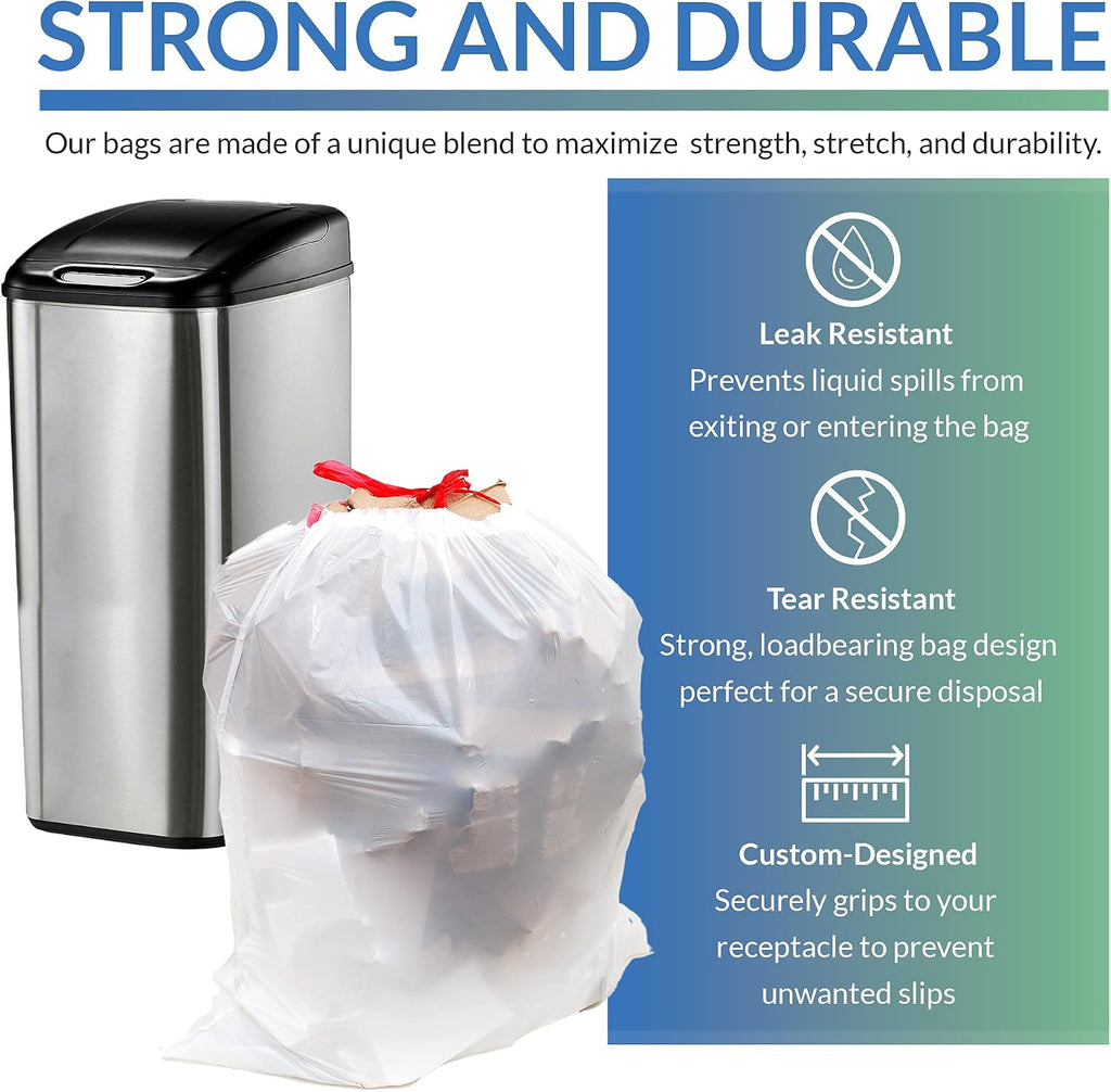 Reli. Drawstring Trash Garbage Bags, Tall Kitchen, 250 Count Bulk, White, 13 Gallon - 16 Gallon Capacity
