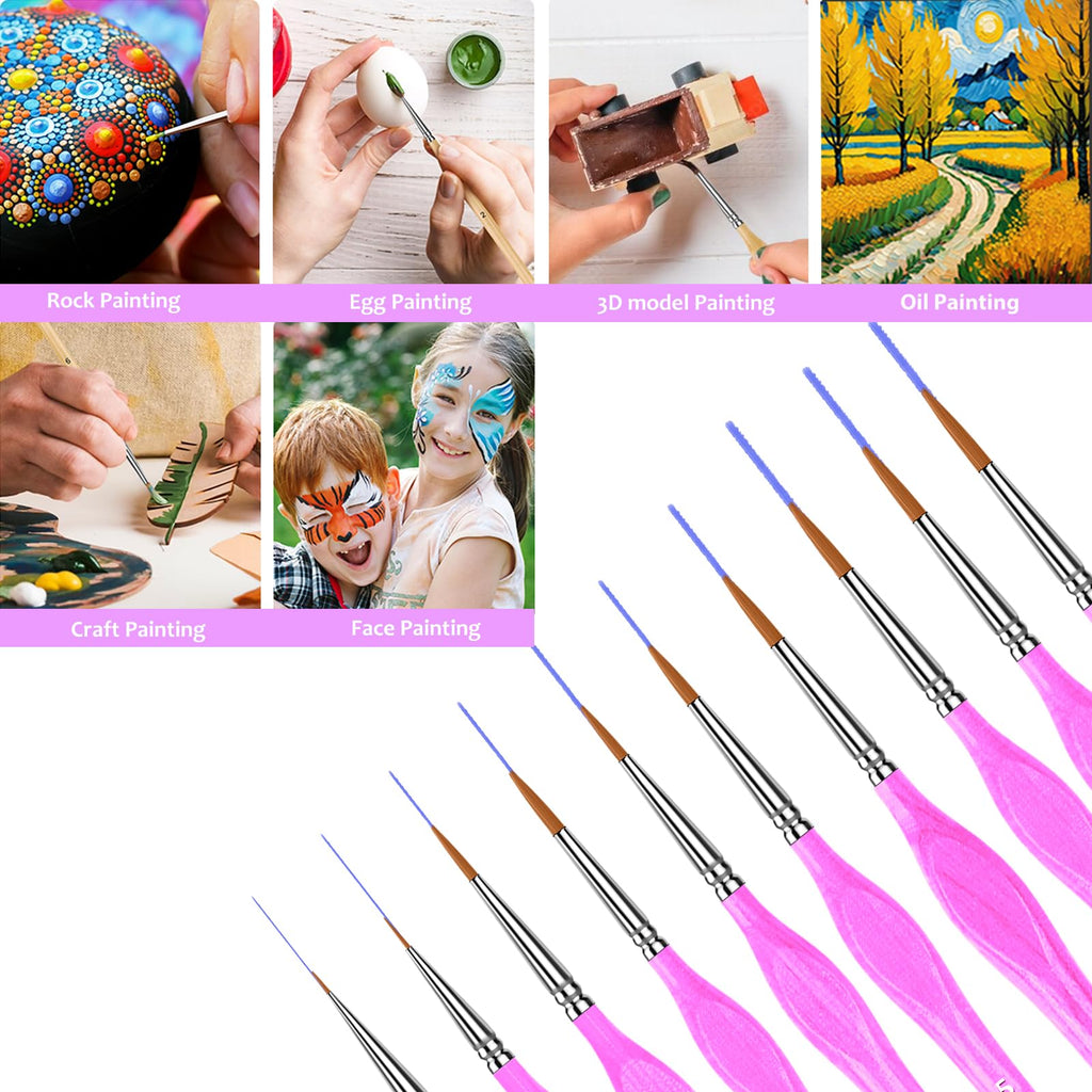 5PC Miniature Paint Brush for Fine Detailing, Detail Paint Brushes, Small Painting Brushes for Art, Crafts, Acrylic, Watercolor, Model, Face, Paint by Number, Figurine(Black)