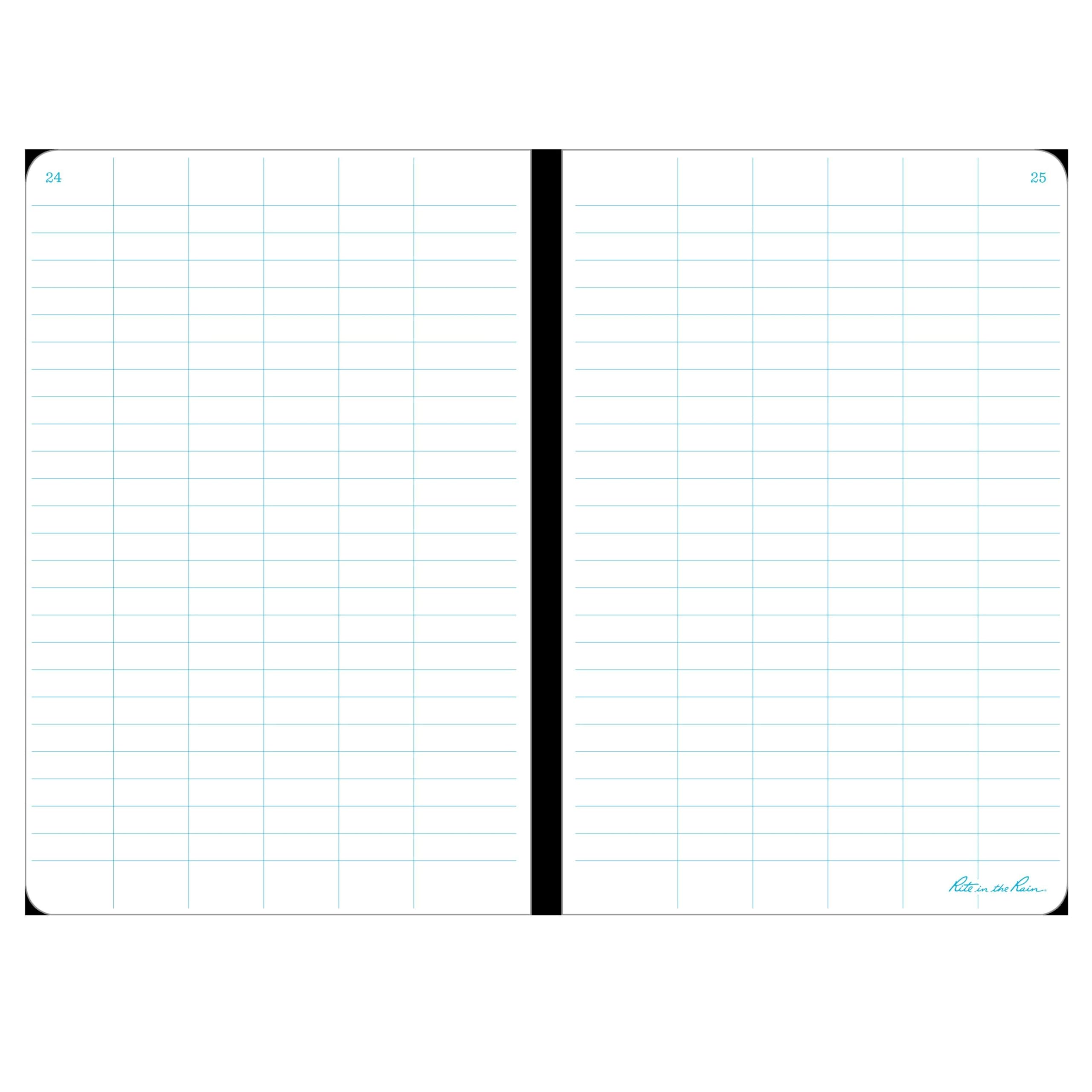 Rite In The Rain Weatherproof Stapled Notebook, 4.625" x 7", Black Cover, Universal Pattern, 3 Pack (No. 771FX)