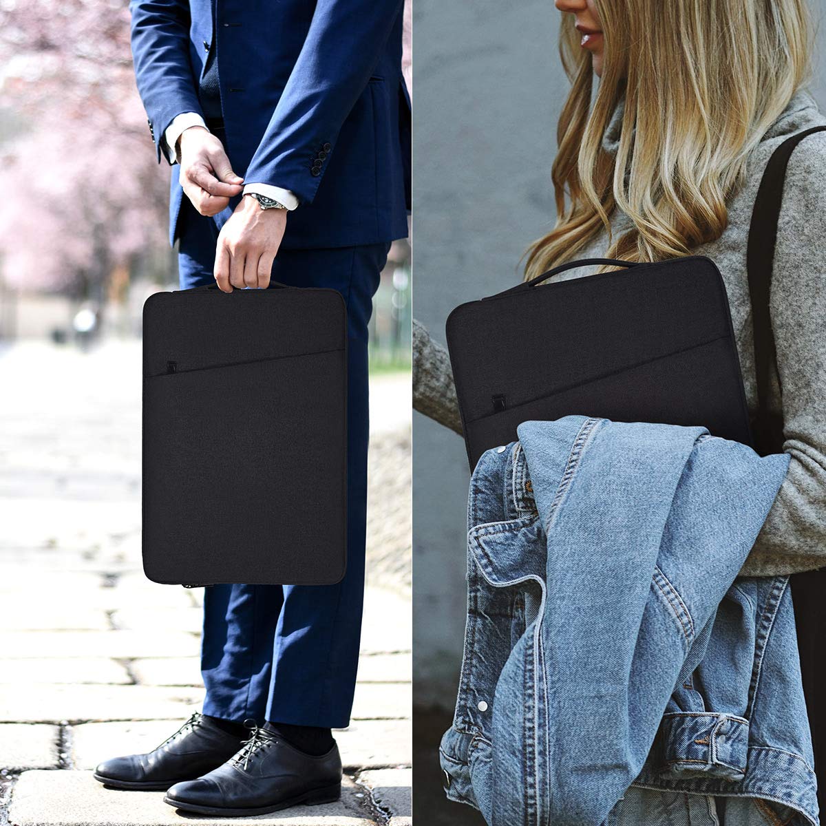 15.6 Inch Portable Monitor Case, Protective Carrying Sleeve Compatible with KYY MNN InnoView Most 16.1/15.6 in Monitors, Water Resistant Monitors Bag with Accessory Pocket, Black