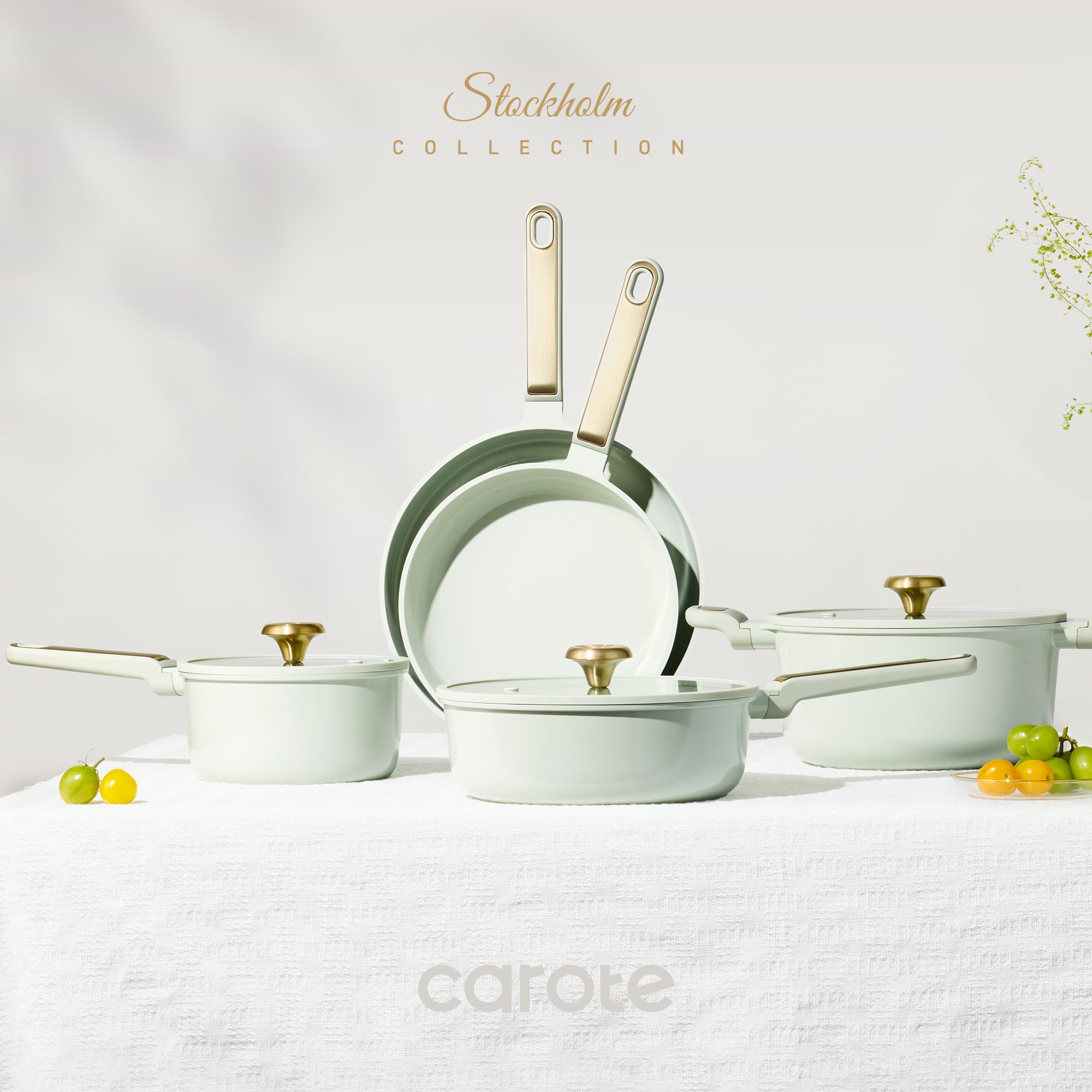 CAROTE 14Pcs Pots and Pans Set Non Stick, Cookware Sets Induction Cookware Granite Cooking Set with Frying Pans, Saucepans, Saute Pan, Extra Large Casserole