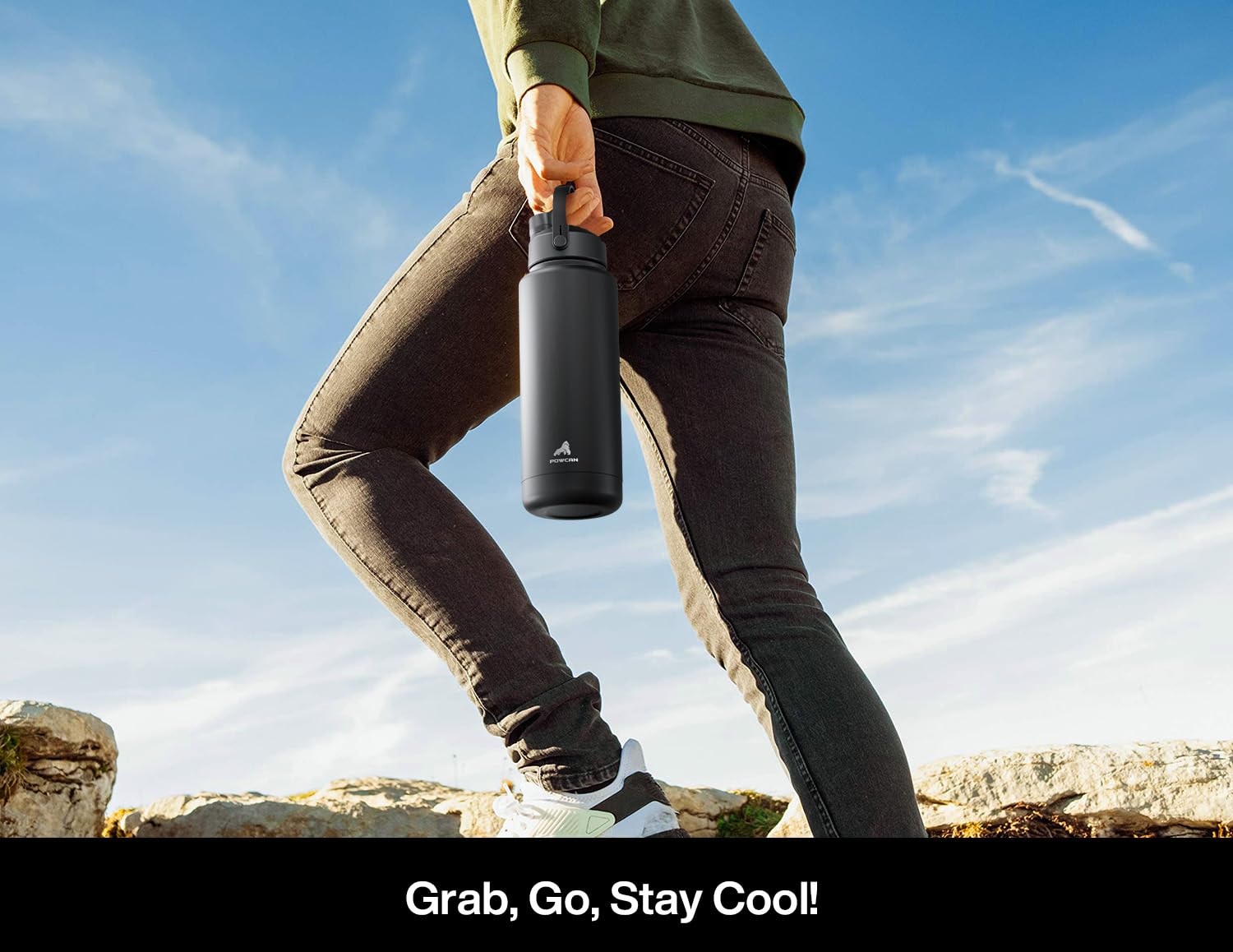 POWCAN 26 oz Insulated Water Bottle with 2-in-1 Straw and Spout Lid, Keep Cold 24H, Leak-Proof, Fits in Car Cup Holder, Stainless Steel Water Bottle for Sports, Travel, Gym, Gift, and School (Ace)