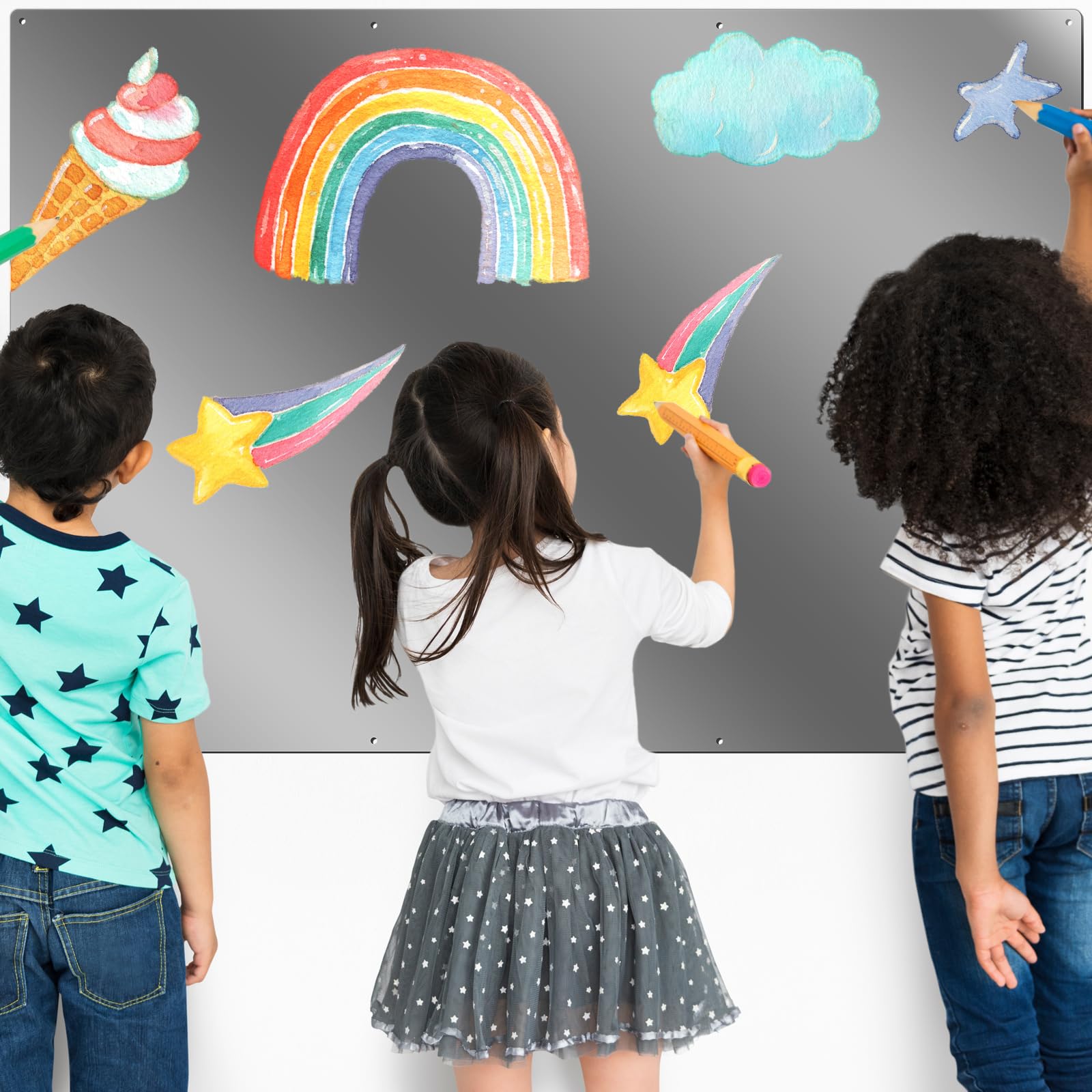 Ireer Magnetic Board Steel Magnet Bulletin Boards for Walls to Display Magnetic Notes Photos for Home Office Classroom, Pre Drilled with Screws and Dry Wet Erase Feature(Black,24 x 48 Inch)