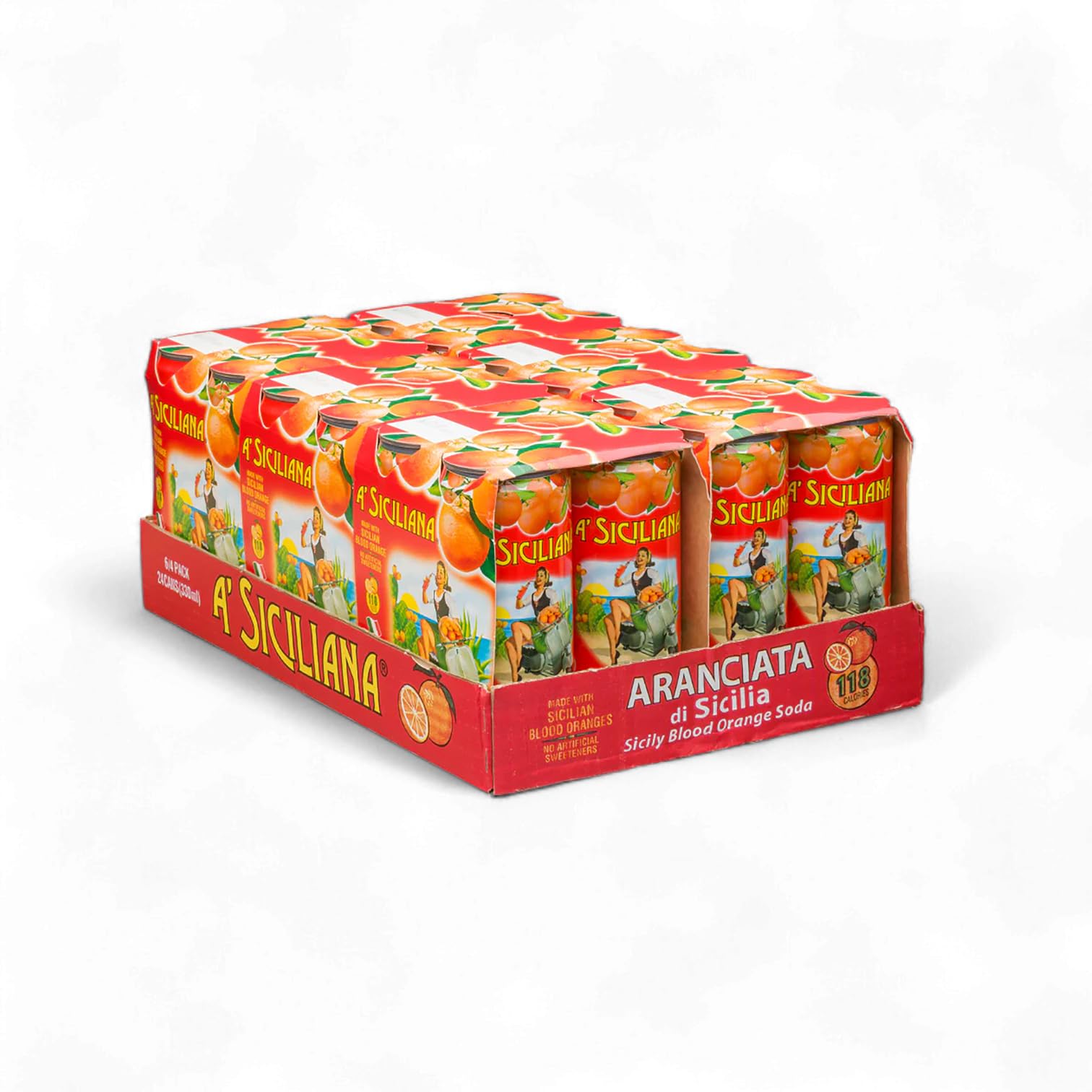 A' Siciliana Sicilian Sparkling Drink Aranciata - Refreshing and Delicious Italian Soda made with Sicilian Blood Orange - Authentic Imported Italian Beverage - Blood Orange Soda 24 Pack of 11.15 fl oz Cans