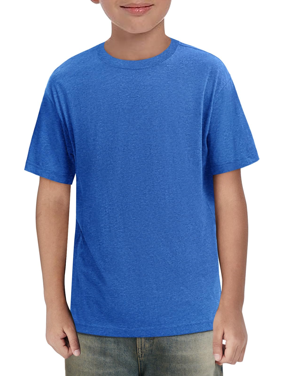 Haloumoning Boys Short Sleeve Shirts Kids Summer Crewneck T-Shirts Casual Tops Tees 5-14 Years