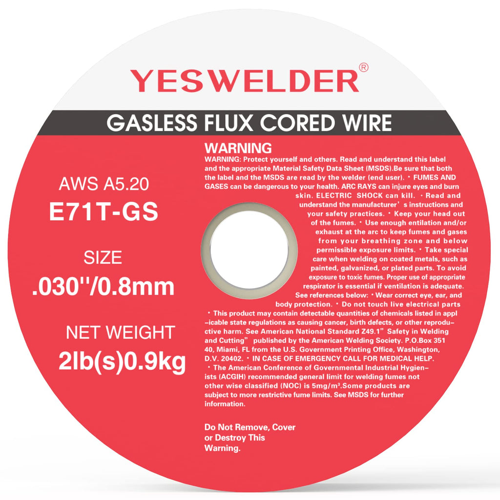 YESWELDER Flux Core Gasless MIG Wire, E71T-GS Mild Carbon Steel .030-Inch Diameter 2-Pound, Strong ABS Plastic Spool Welding Wire (2 Packs)