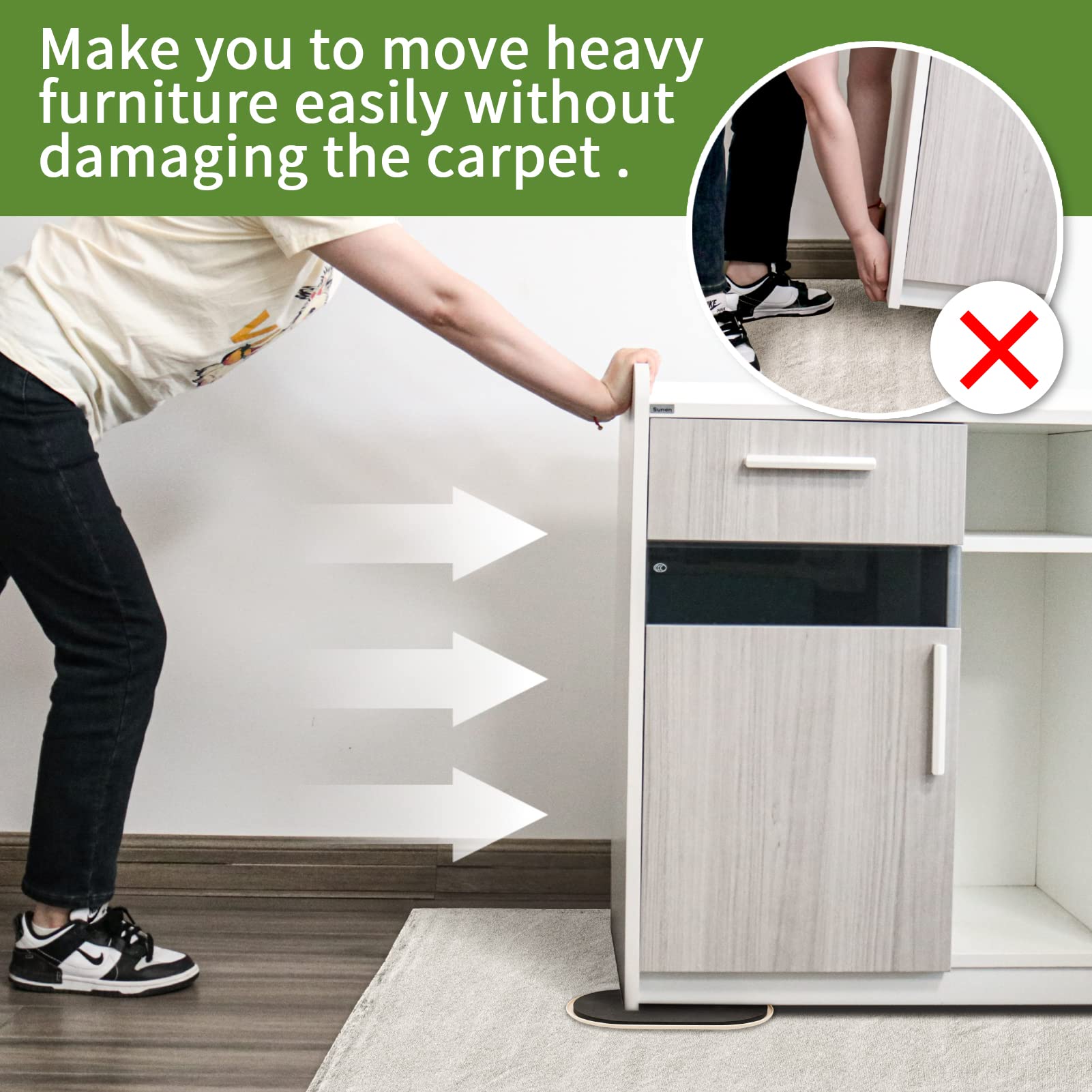 Furniture Sliders for Carpet 4 PCS - 9 1/2 inch Furniture Moving Slider Chair Legs Floors Protectors– Move Your Furniture Easy & Safely (for Carpet)
